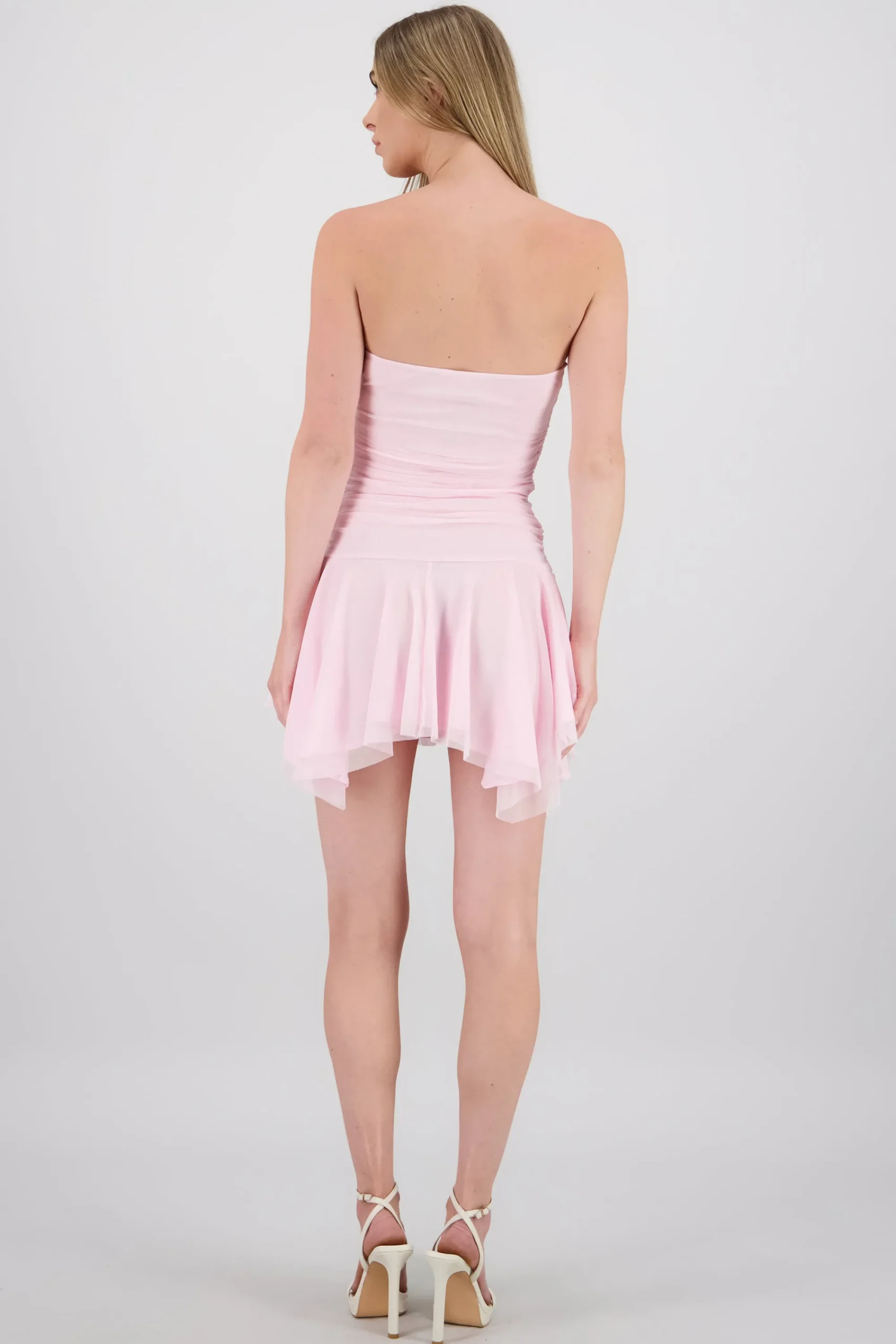 Shasa Asymmetrical Mesh Mini Dress