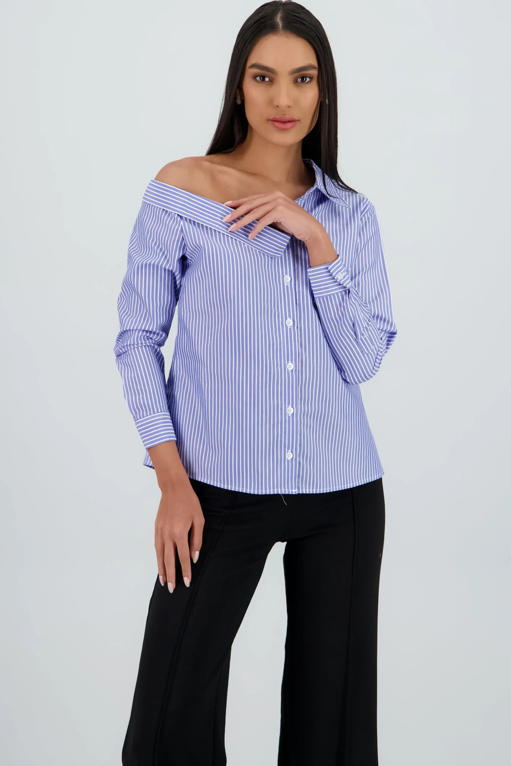 Shasa Asymmetrical Striped Shirt