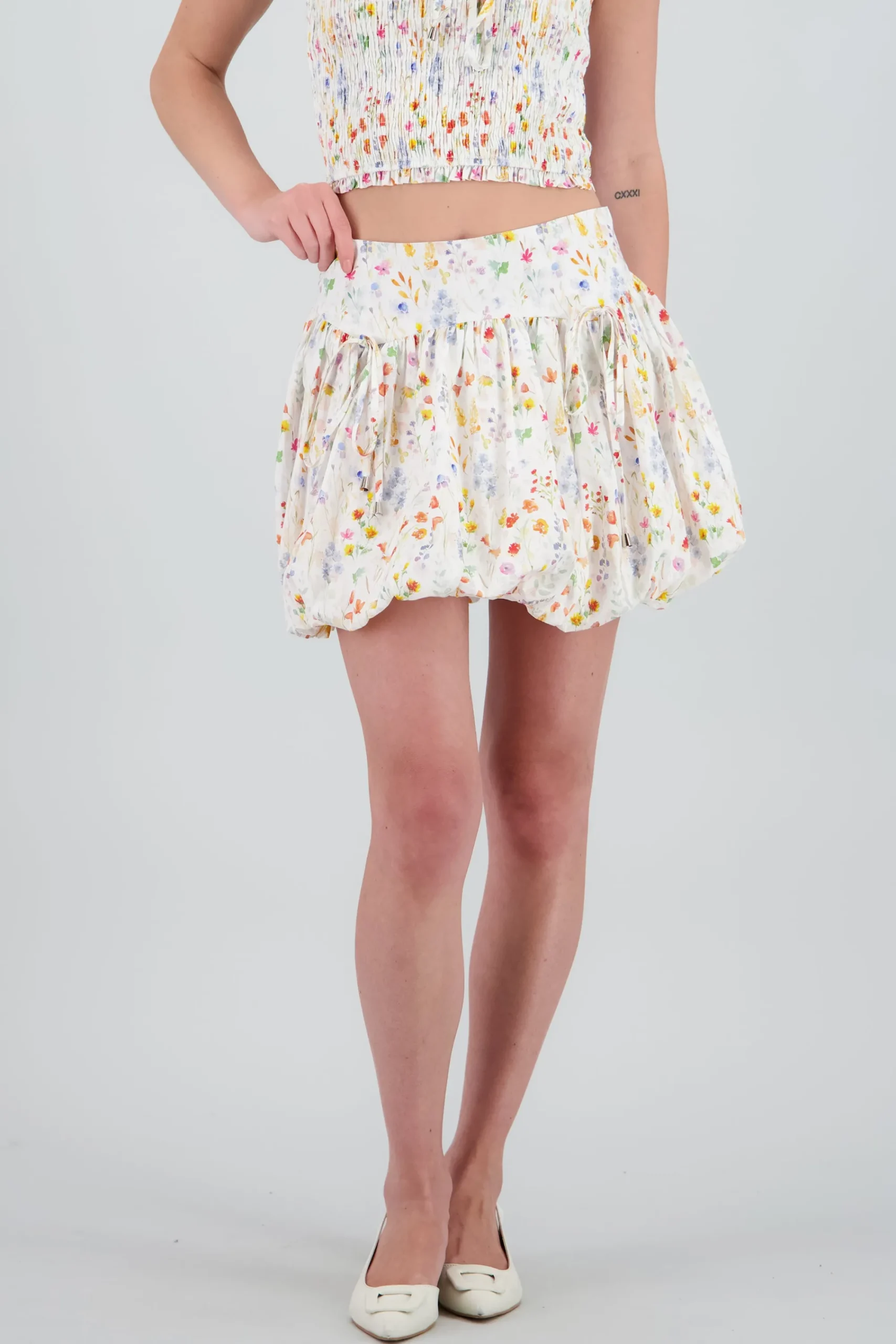 Shasa Balloon Floral Print Skirt
