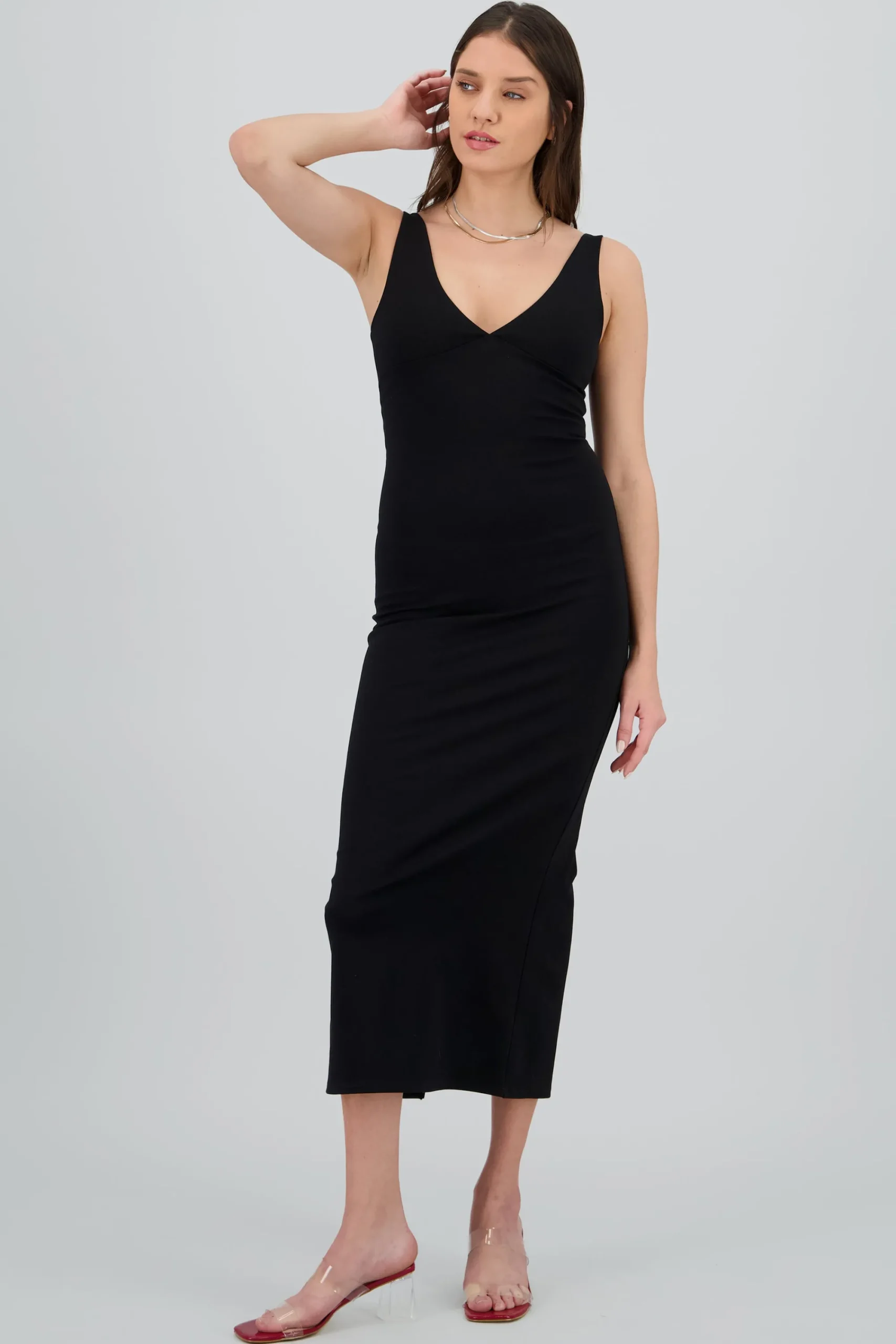 Shasa Bodycon V Neck Maxi Dress