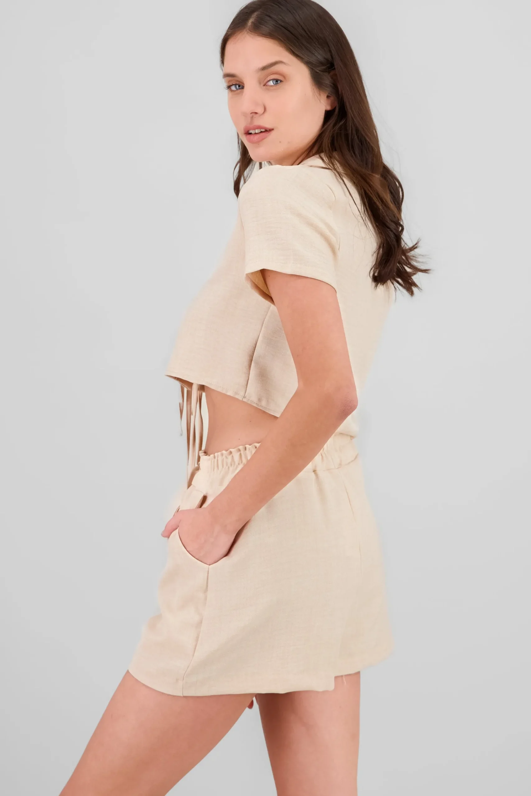 Shasa Bow Detail Crop Shirt