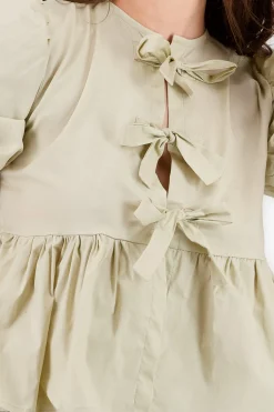 Shasa Bow Detail Puffed Sleeve Blouse