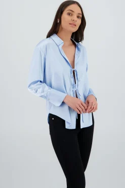 Shasa Bow Detail Satin Shirt