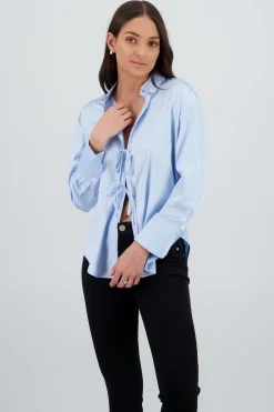 Shasa Bow Detail Satin Shirt
