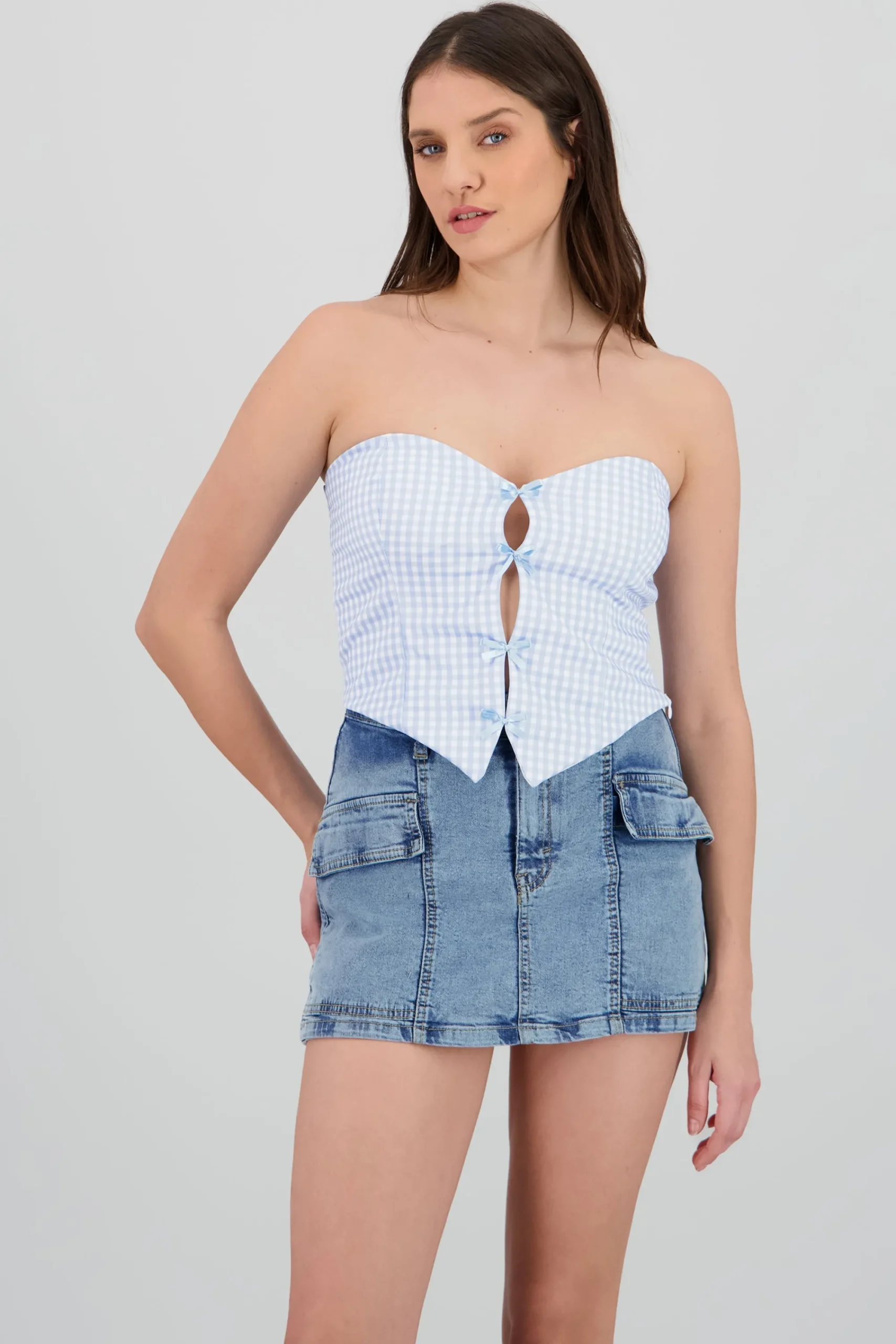 Shasa Bow Detail Strappless Top