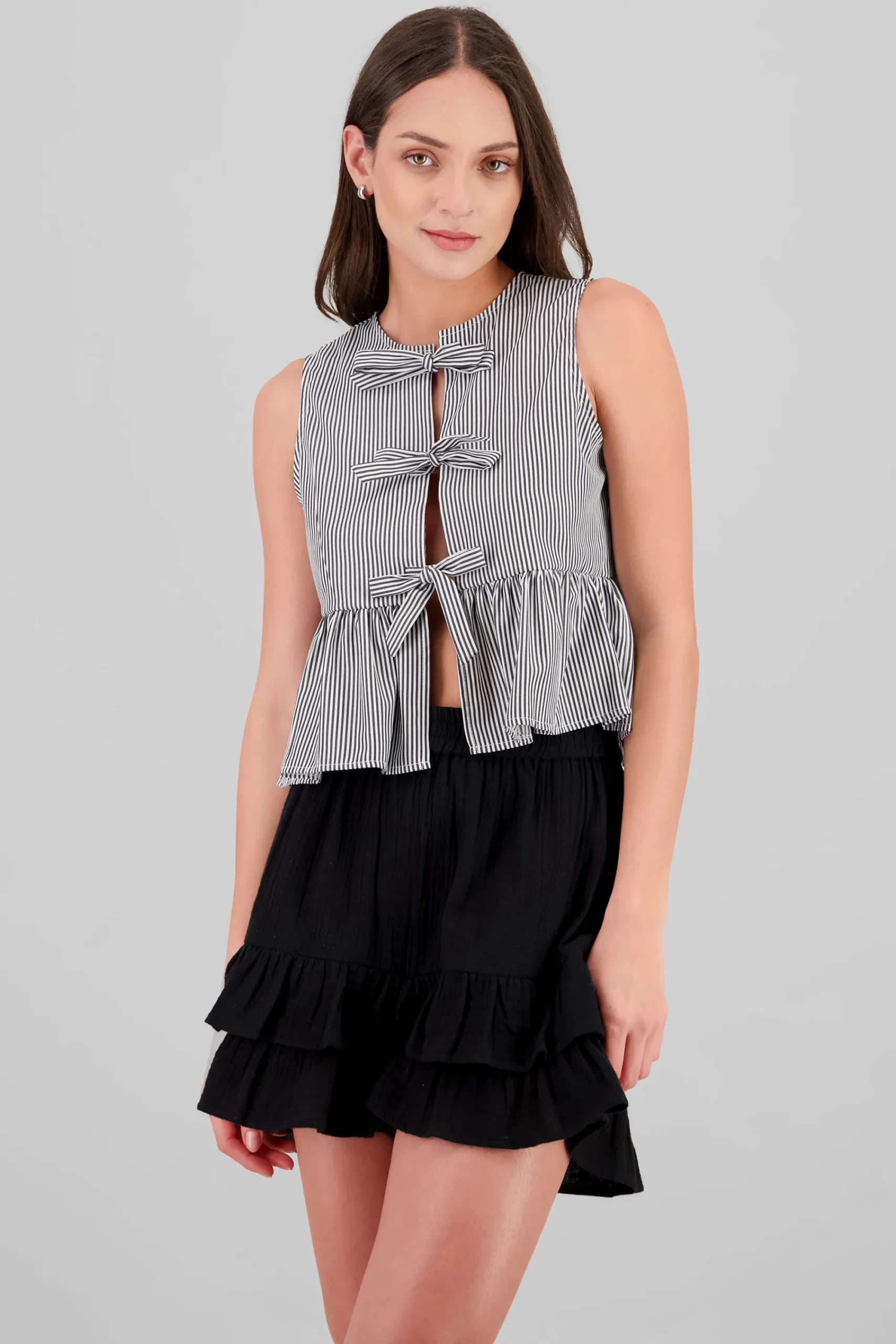 Shasa Bow Detail Striped Blouse
