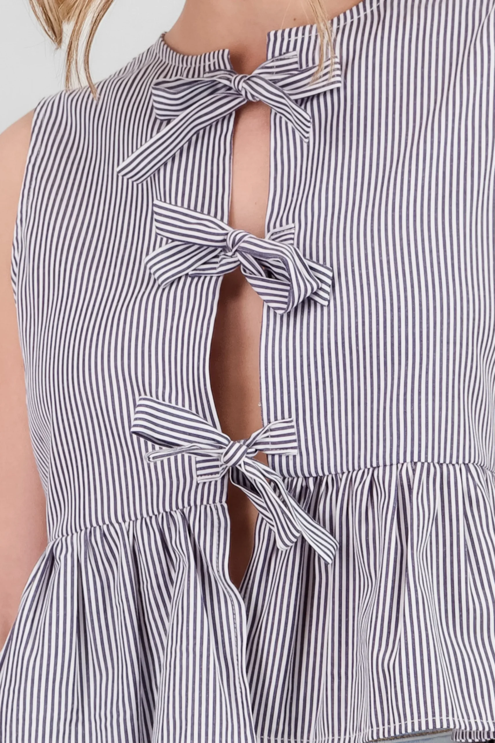 Shasa Bow Detail Striped Blouse