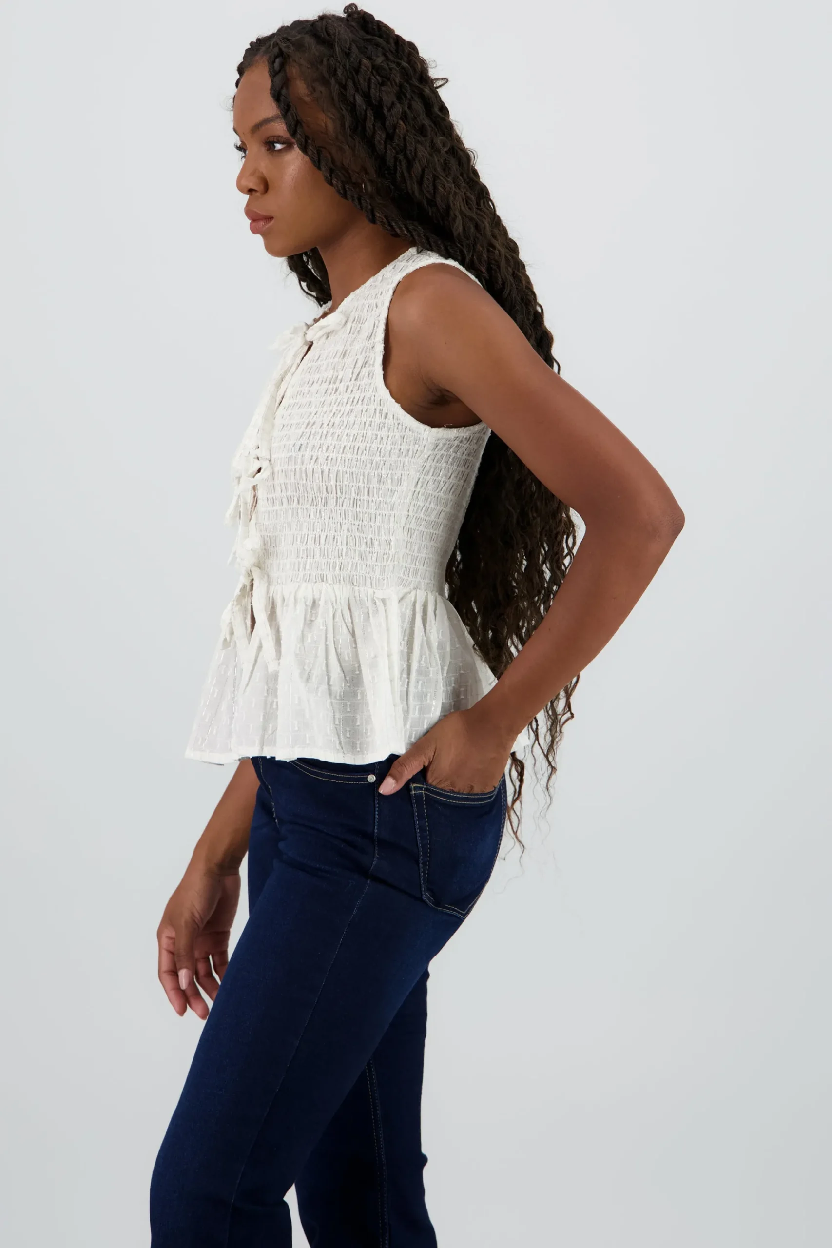 Shasa Bow Detail Textured Top