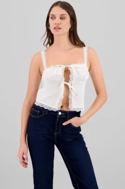 Shasa Bows and Lace Detail Blouse