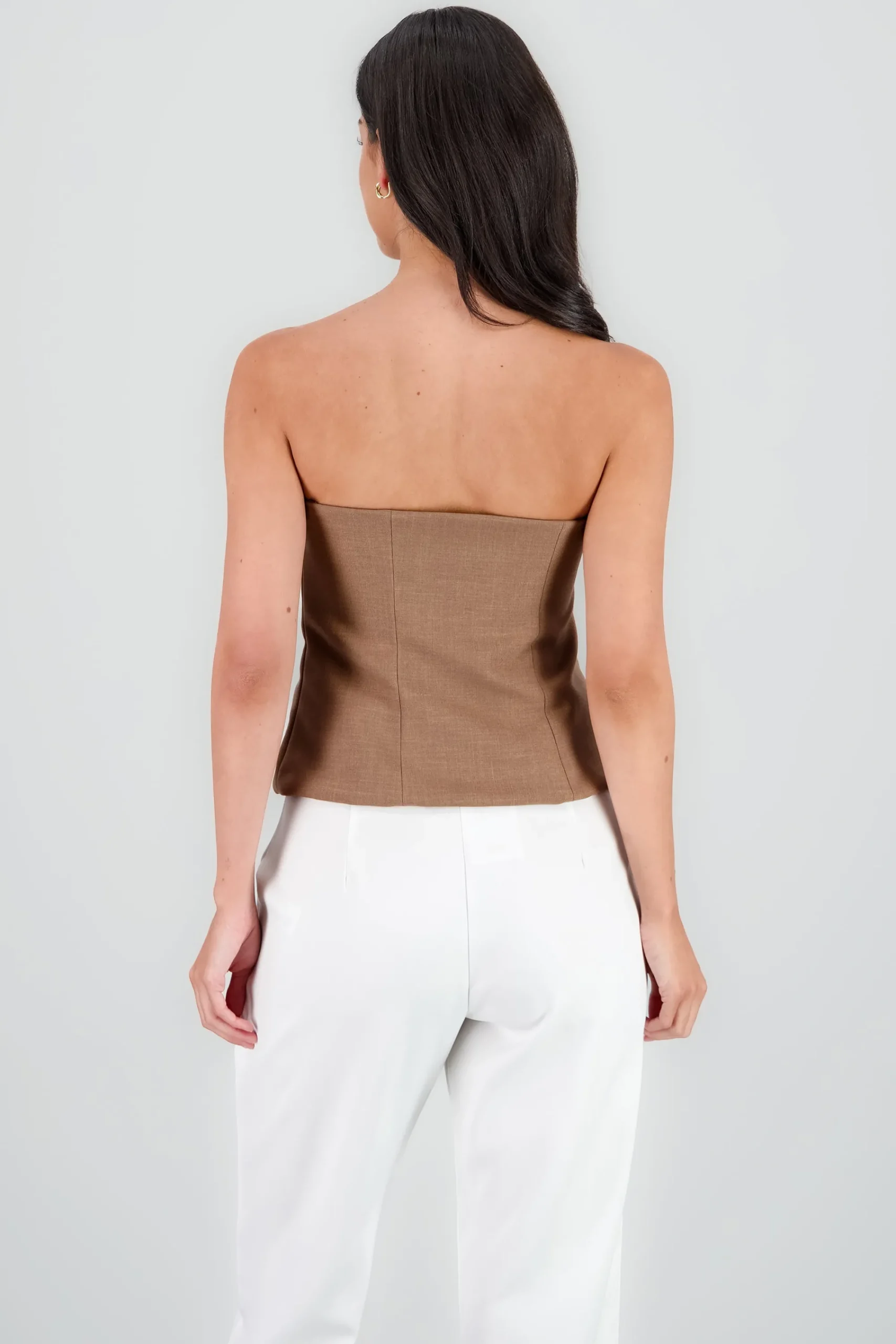 Shasa Button Details Strapless Top