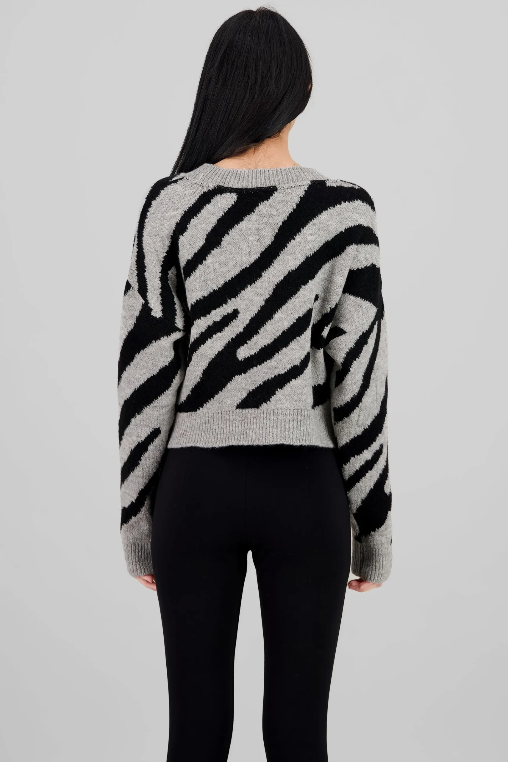 Shasa Buttoned Zebra Animal Print Cardigan