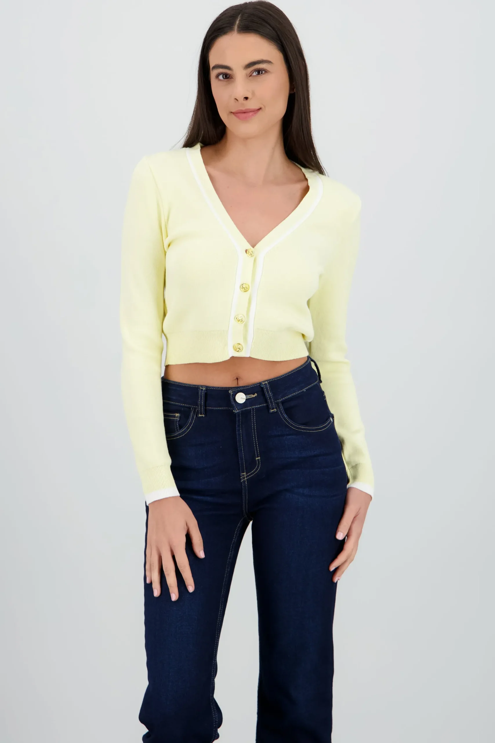 Shasa Buttons Contrast Detail Cardigan