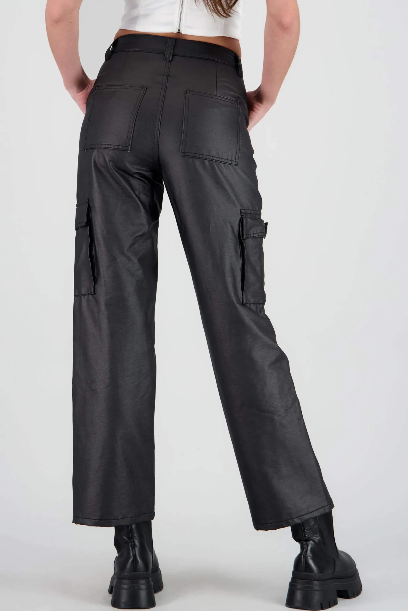 Shasa Cargo Faux Leather Pants