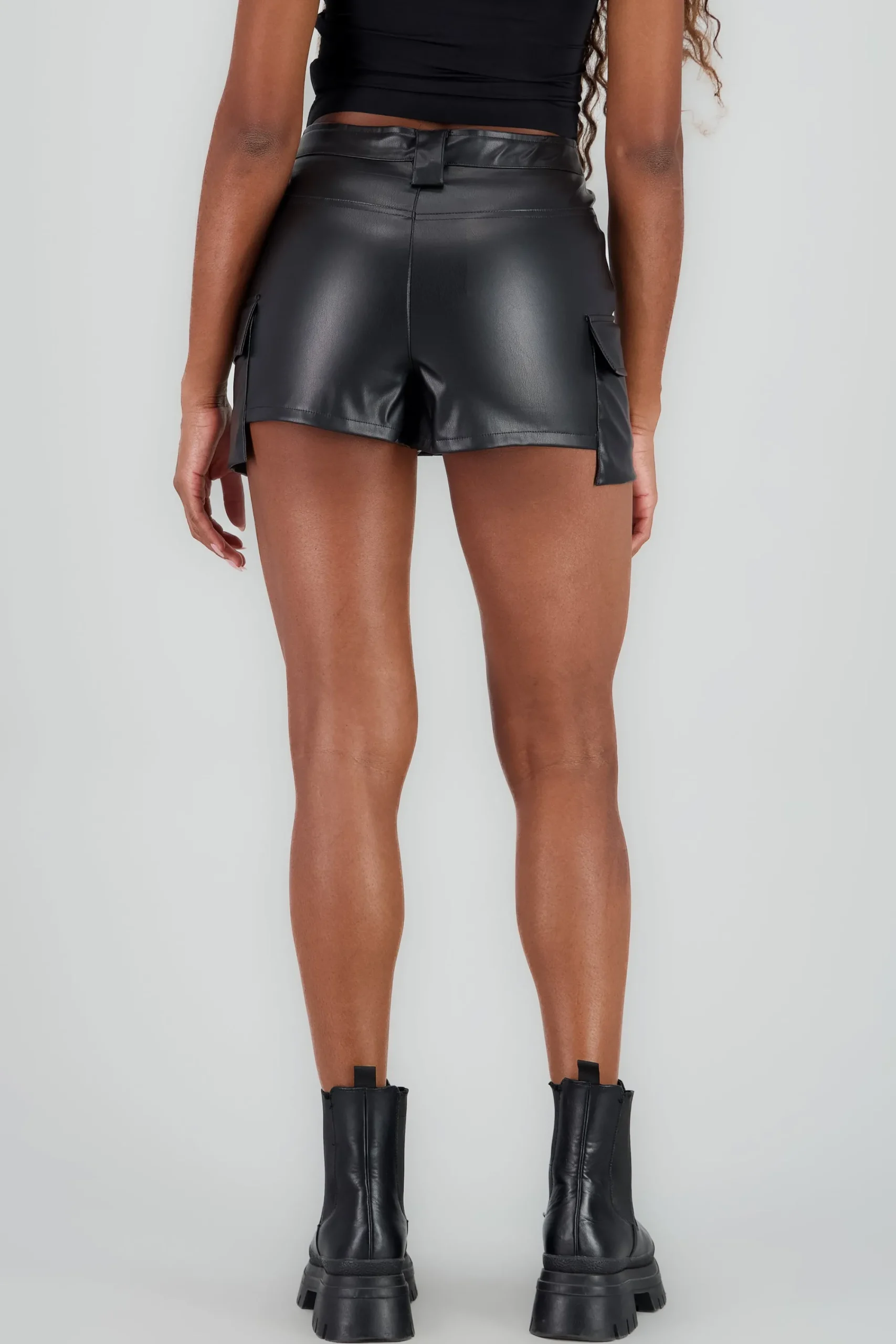 Shasa Cargo Faux Leather Skirt