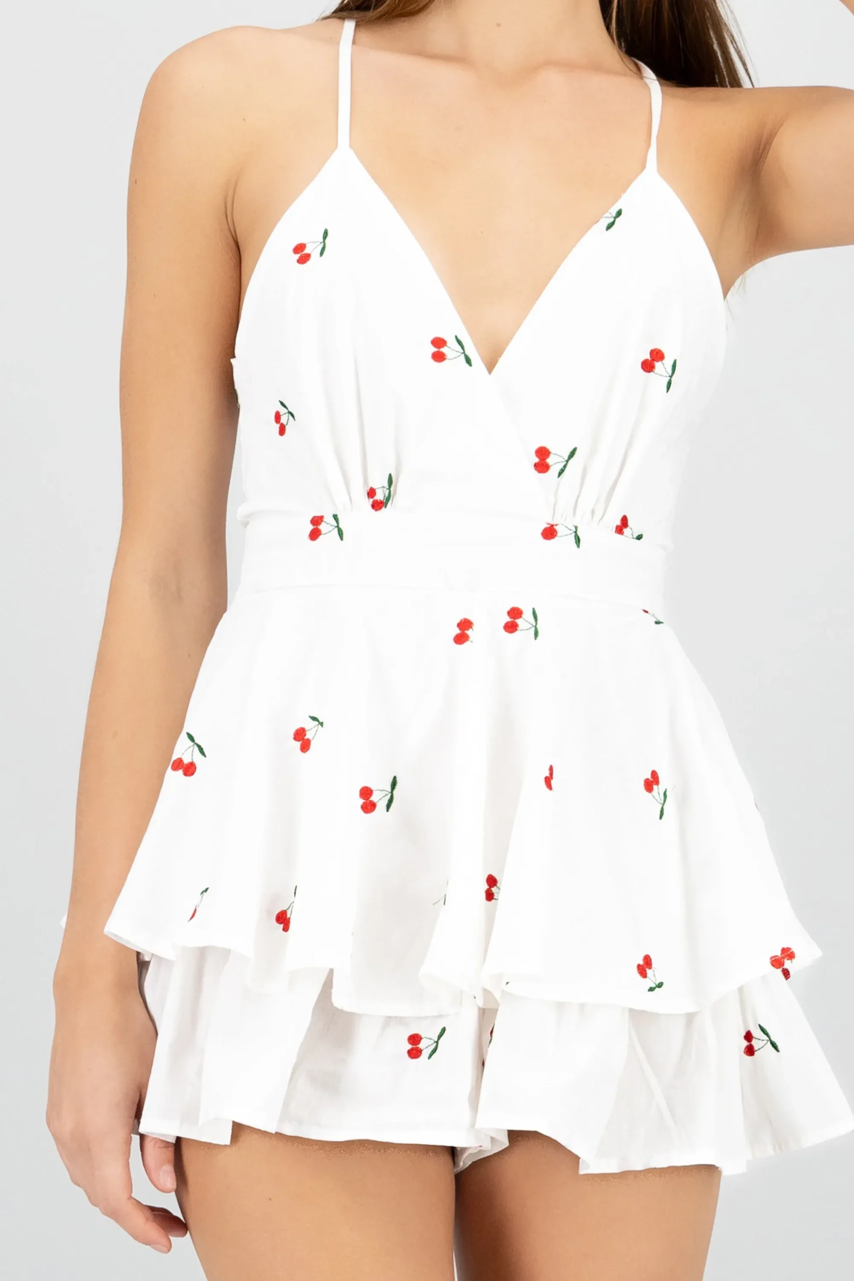 Shasa Cherry Embroidered Romper