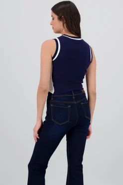 Shasa Contrast Detail Knit Vest