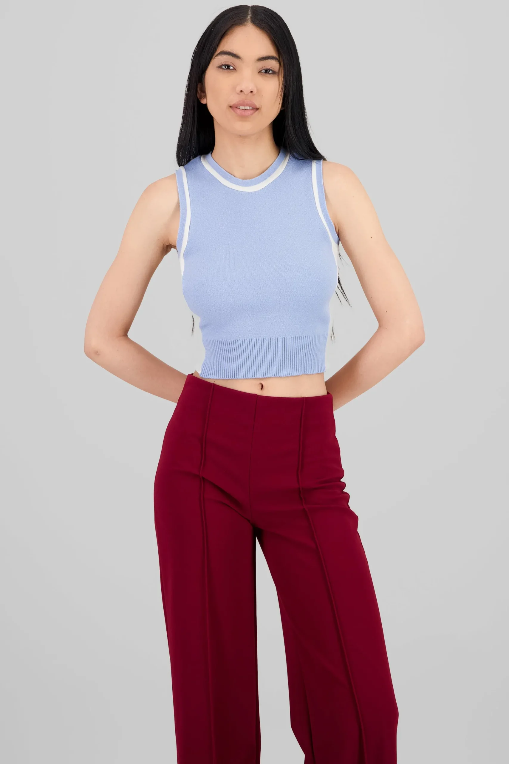 Shasa Contrast Detail Knit Vest