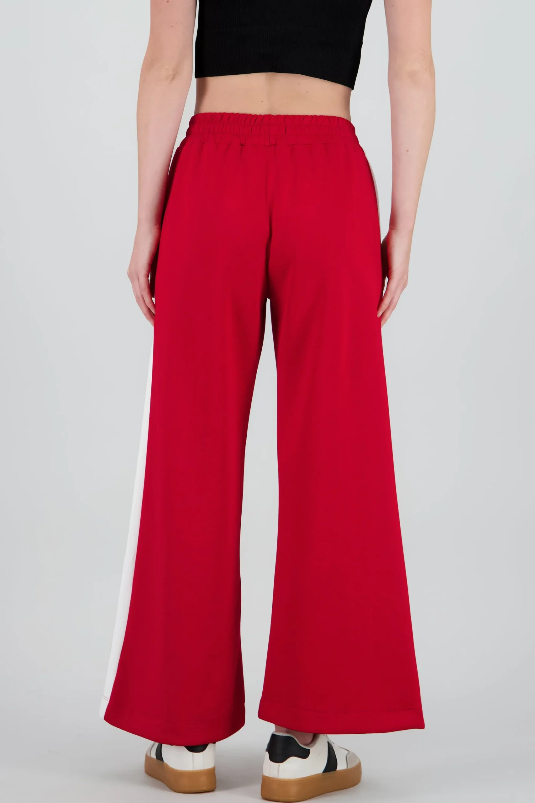 Shasa Contrast Elastic Detail Wide Leg Pants with