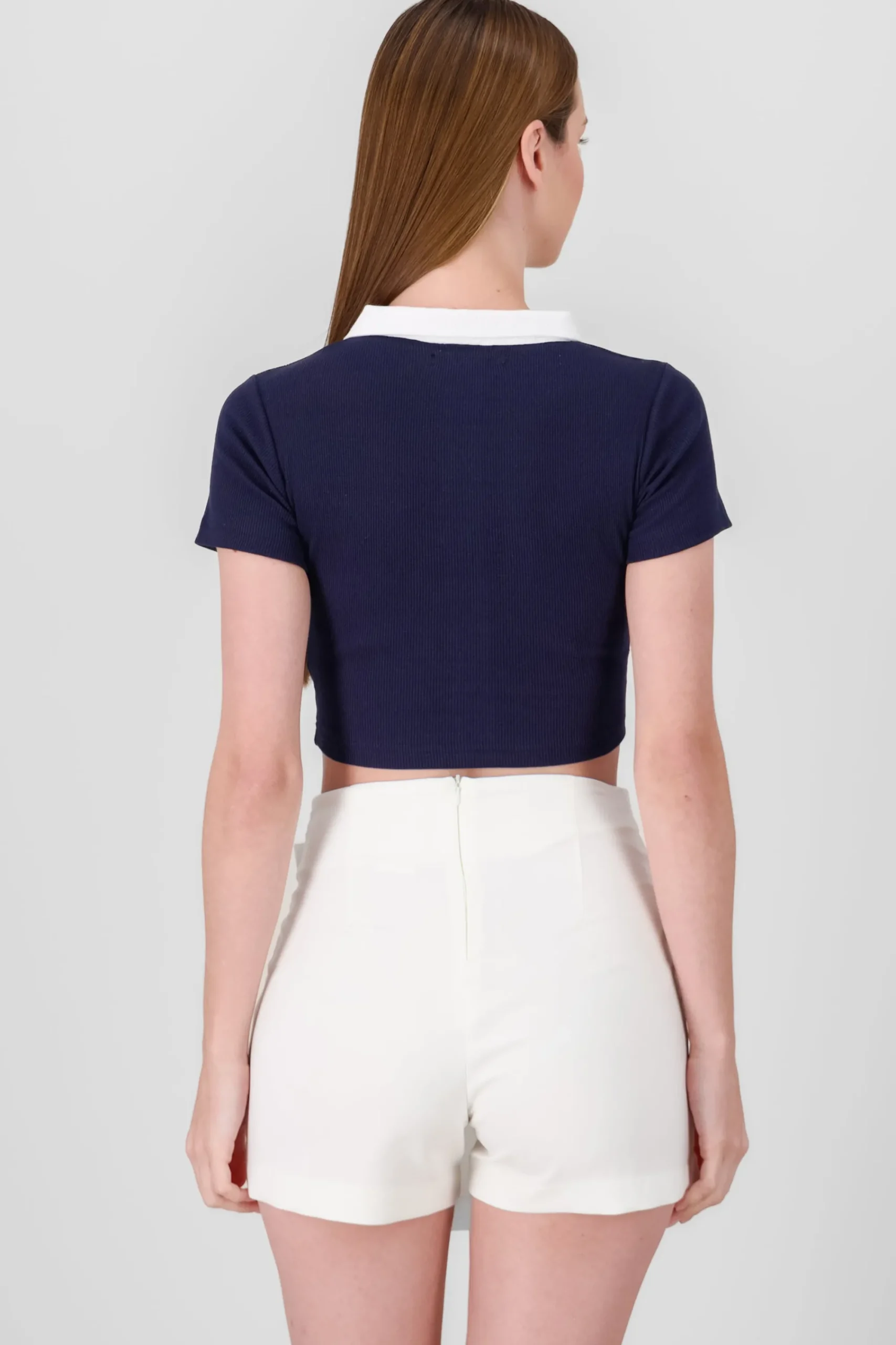 Shasa Contrast Polo Neck Top