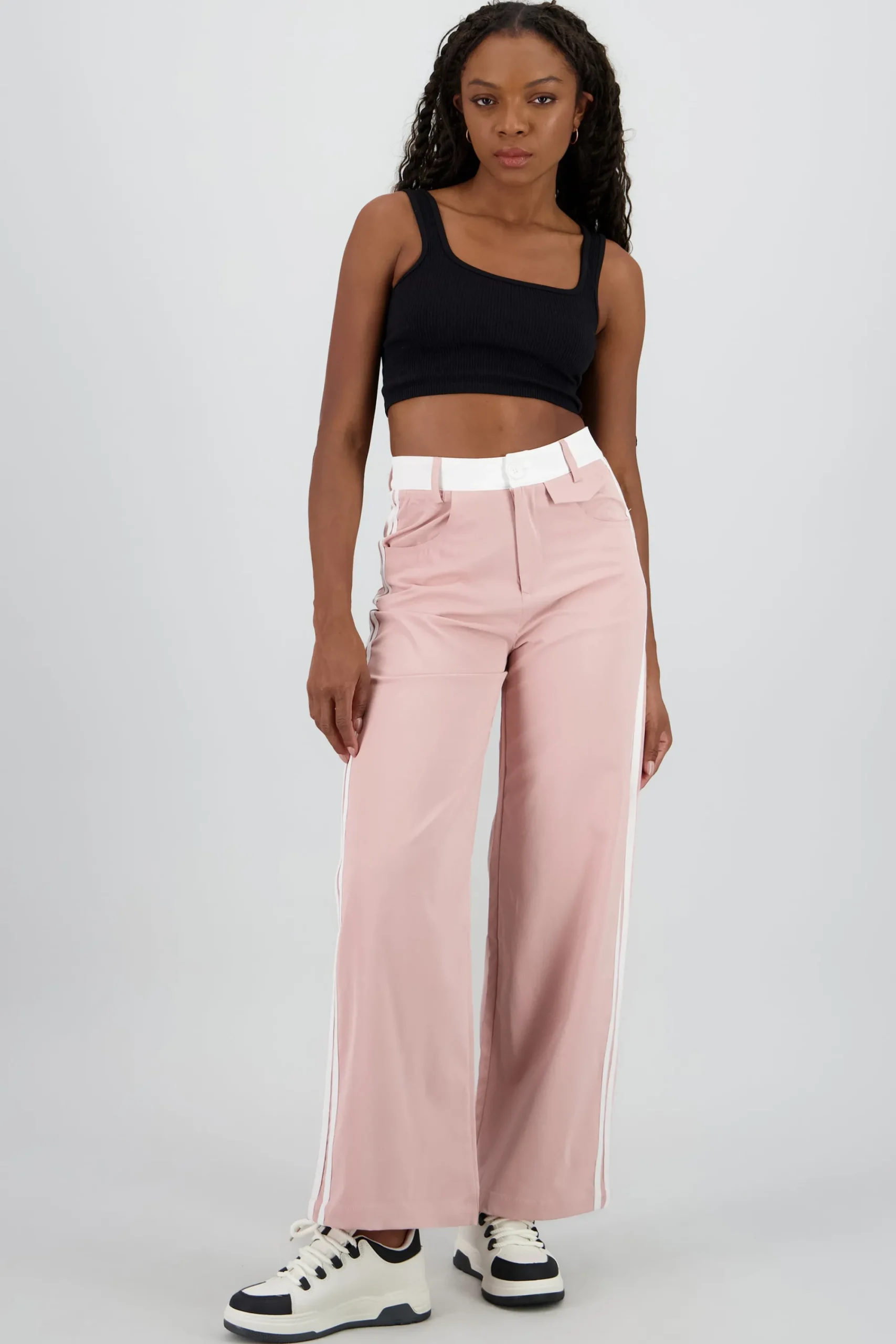 Shasa Contrast Stripe Detail Flowy Pants