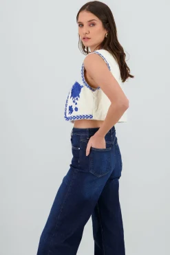 Shasa Cropped Embroidered Vest