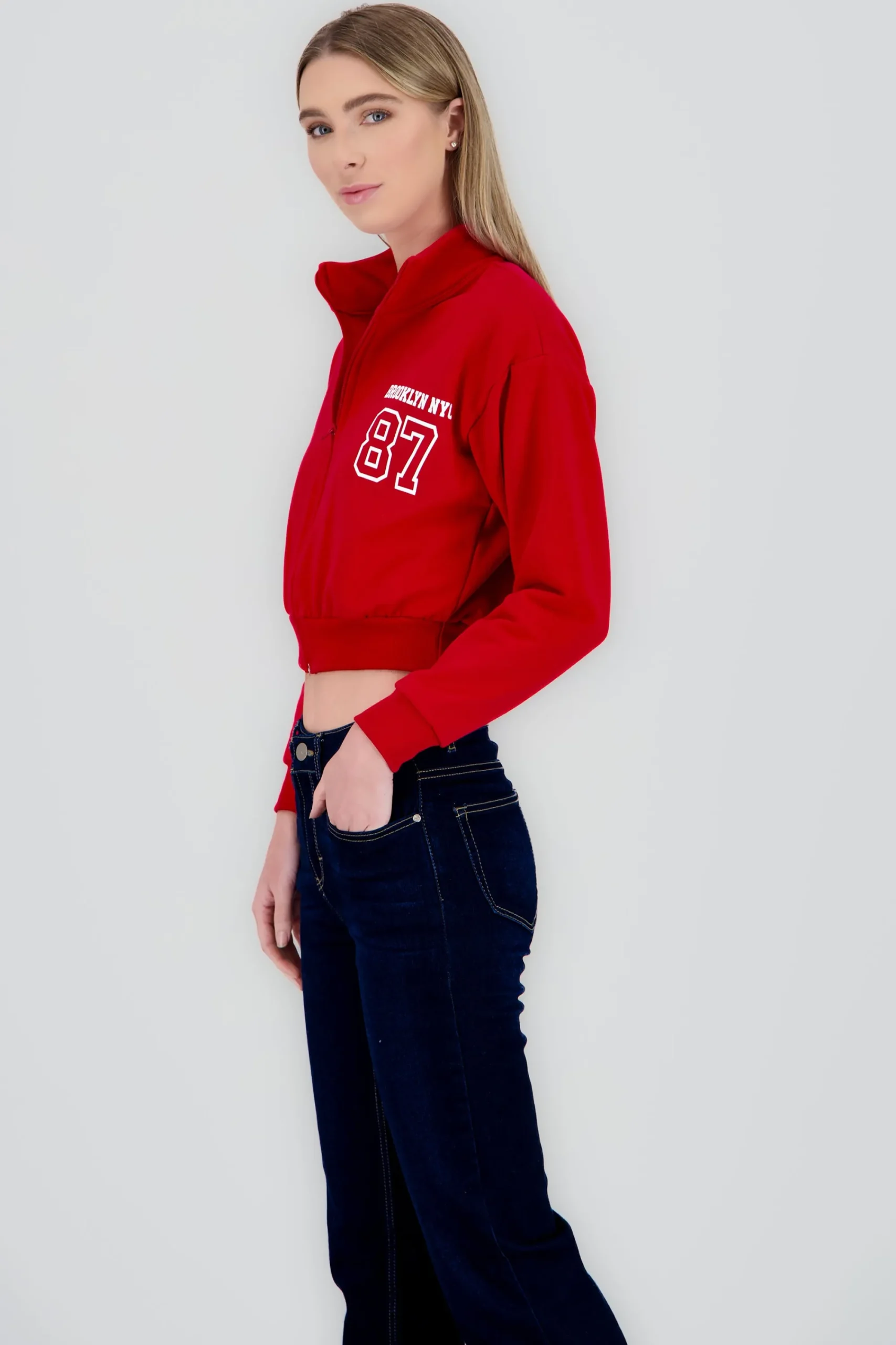Shasa Cropped High Neck Brooklyn Sweatshirt