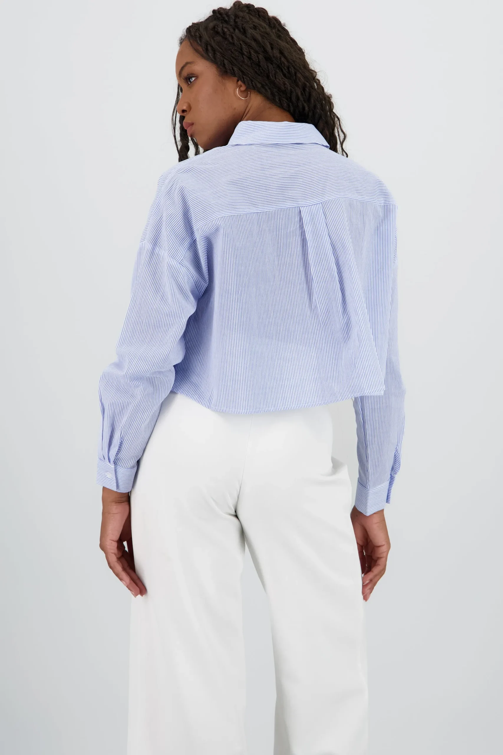 Shasa Cropped Long Sleeve Striped Shirt
