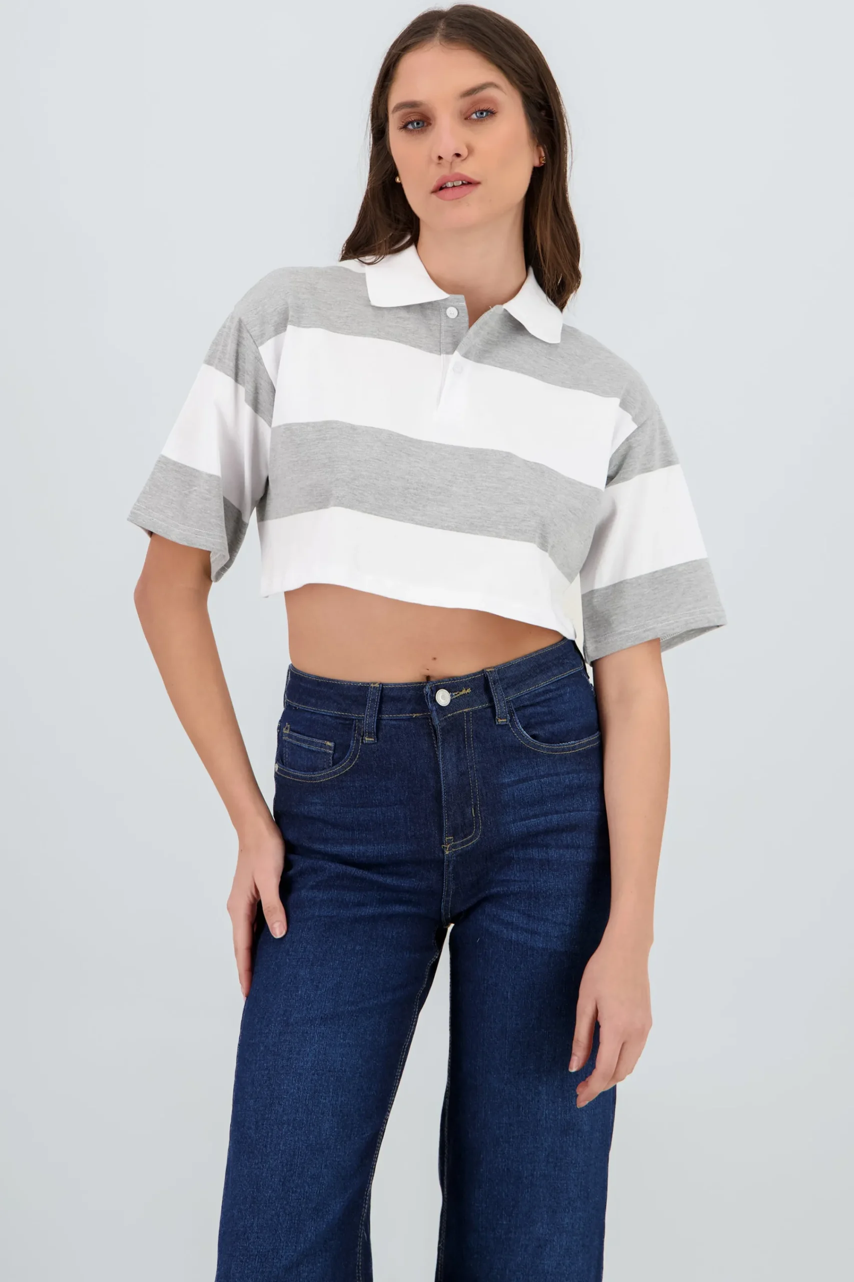 Shasa Cropped Polo Neck T Shirt