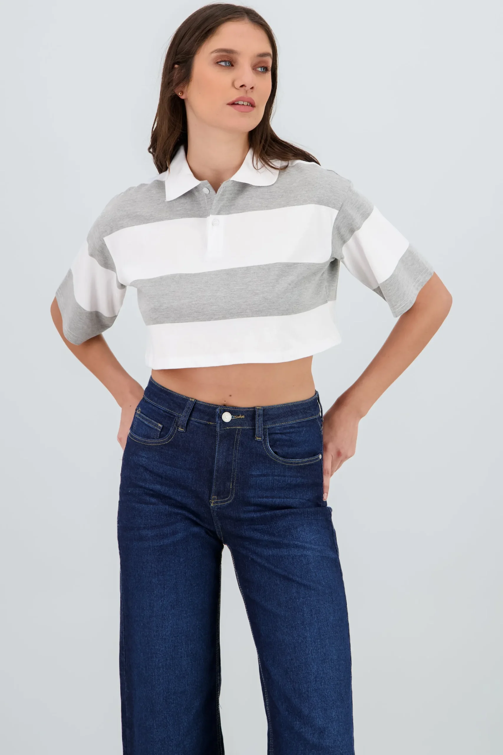Shasa Cropped Polo Neck T Shirt