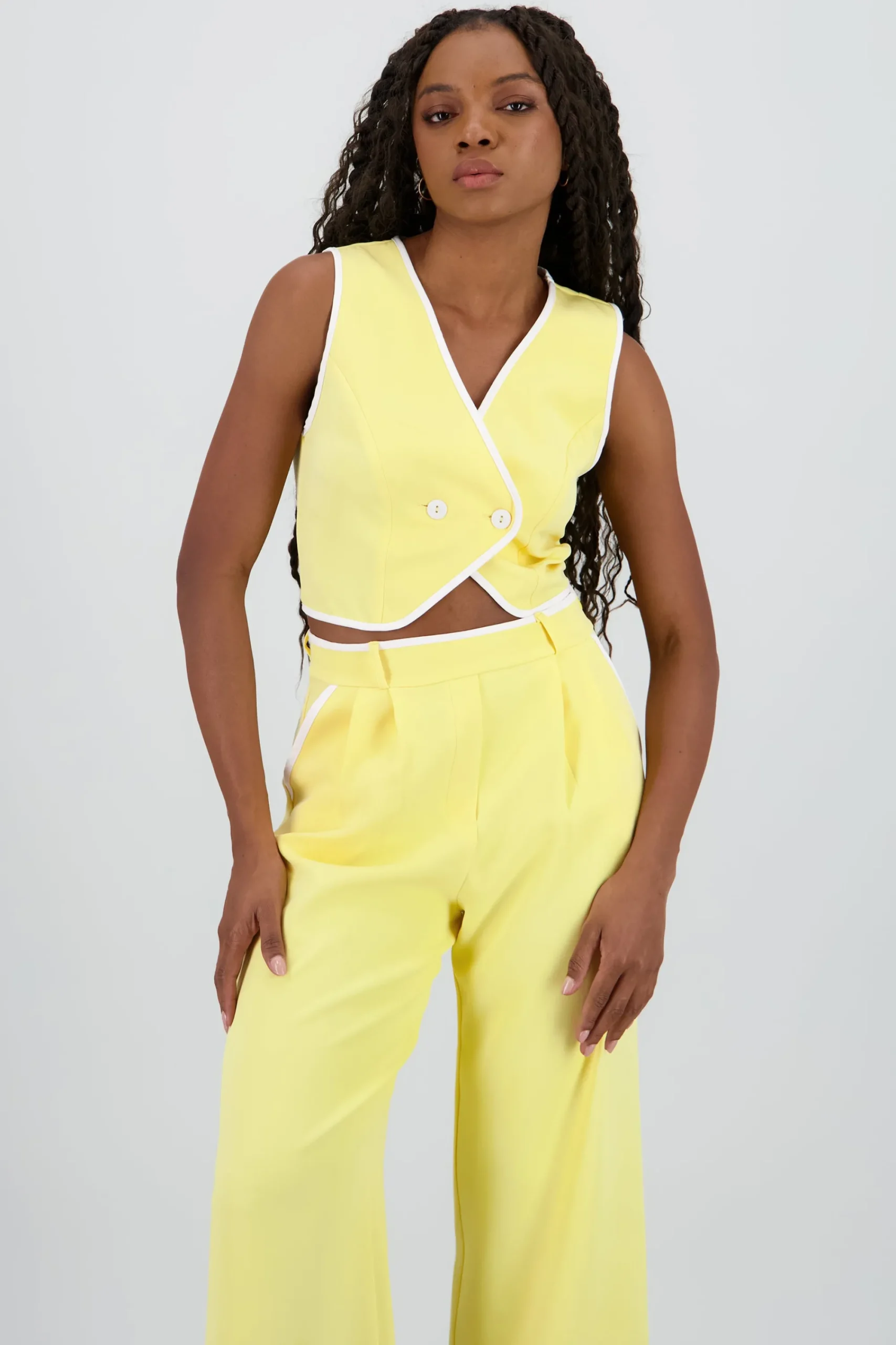 Shasa Crossed Contrast Detail Vest