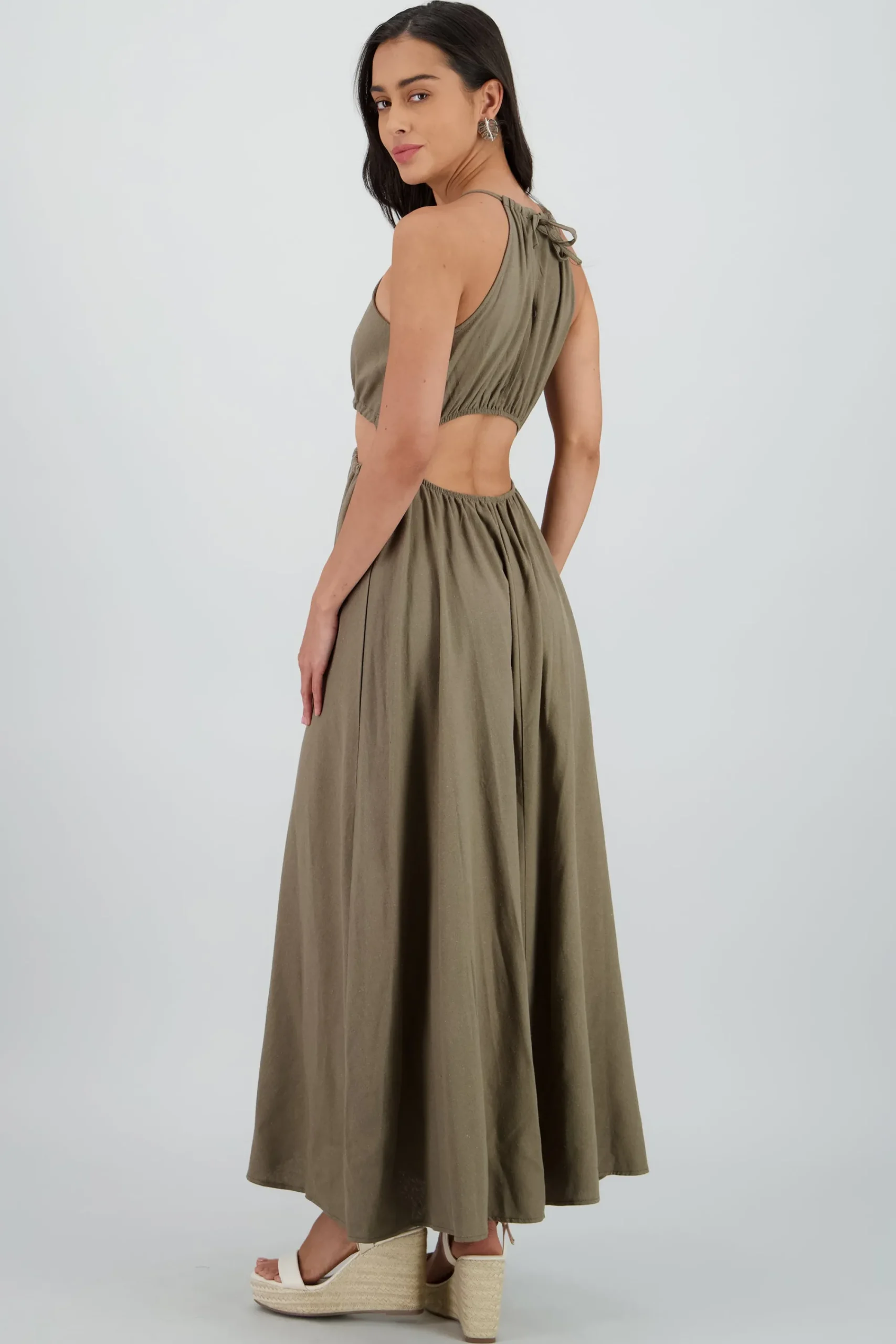 Shasa Cut Out Maxi Linen Dress