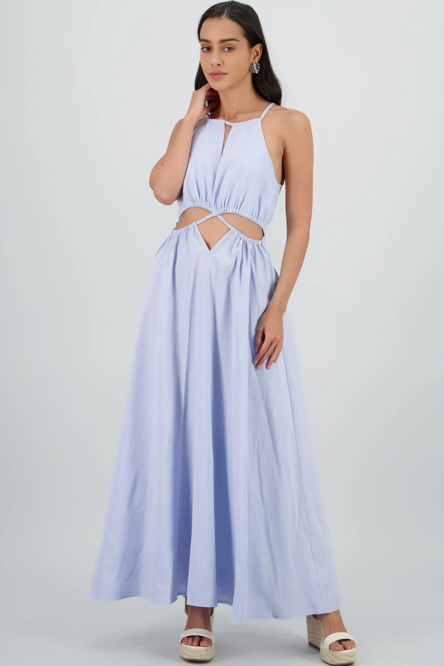Shasa Cut Out Maxi Linen Dress