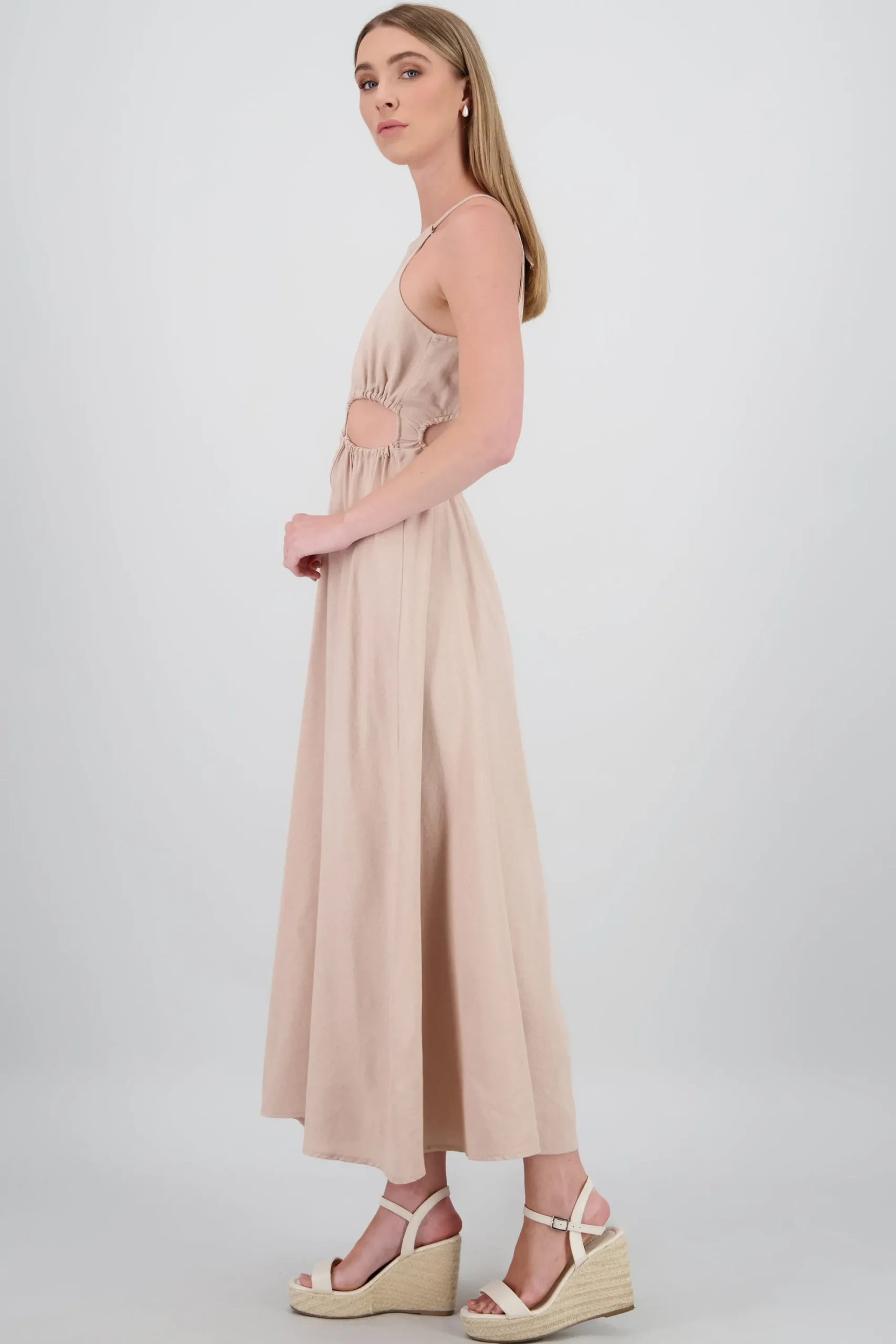 Shasa Cut Out Maxi Linen Dress