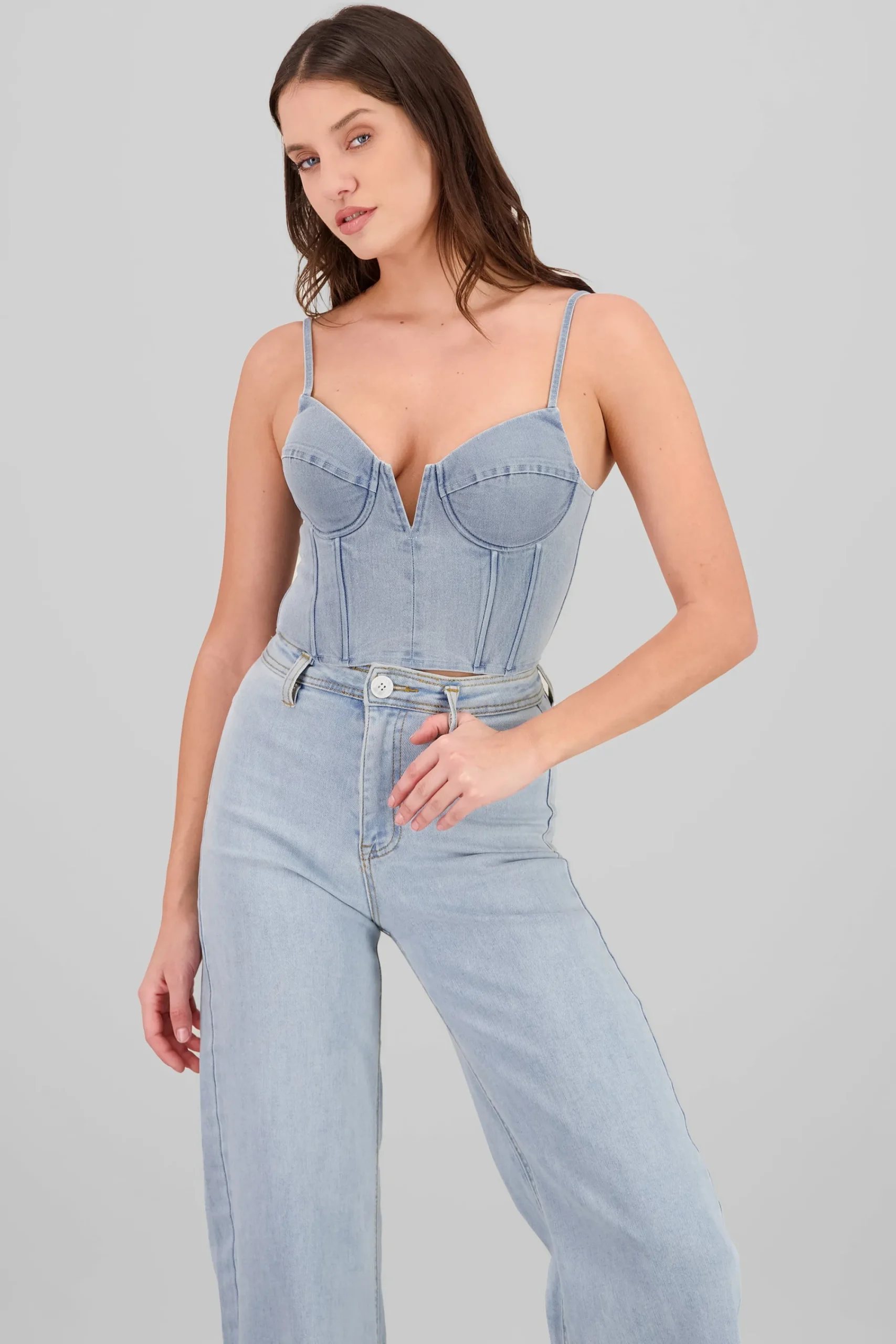 Shasa Denim Corset with Boning