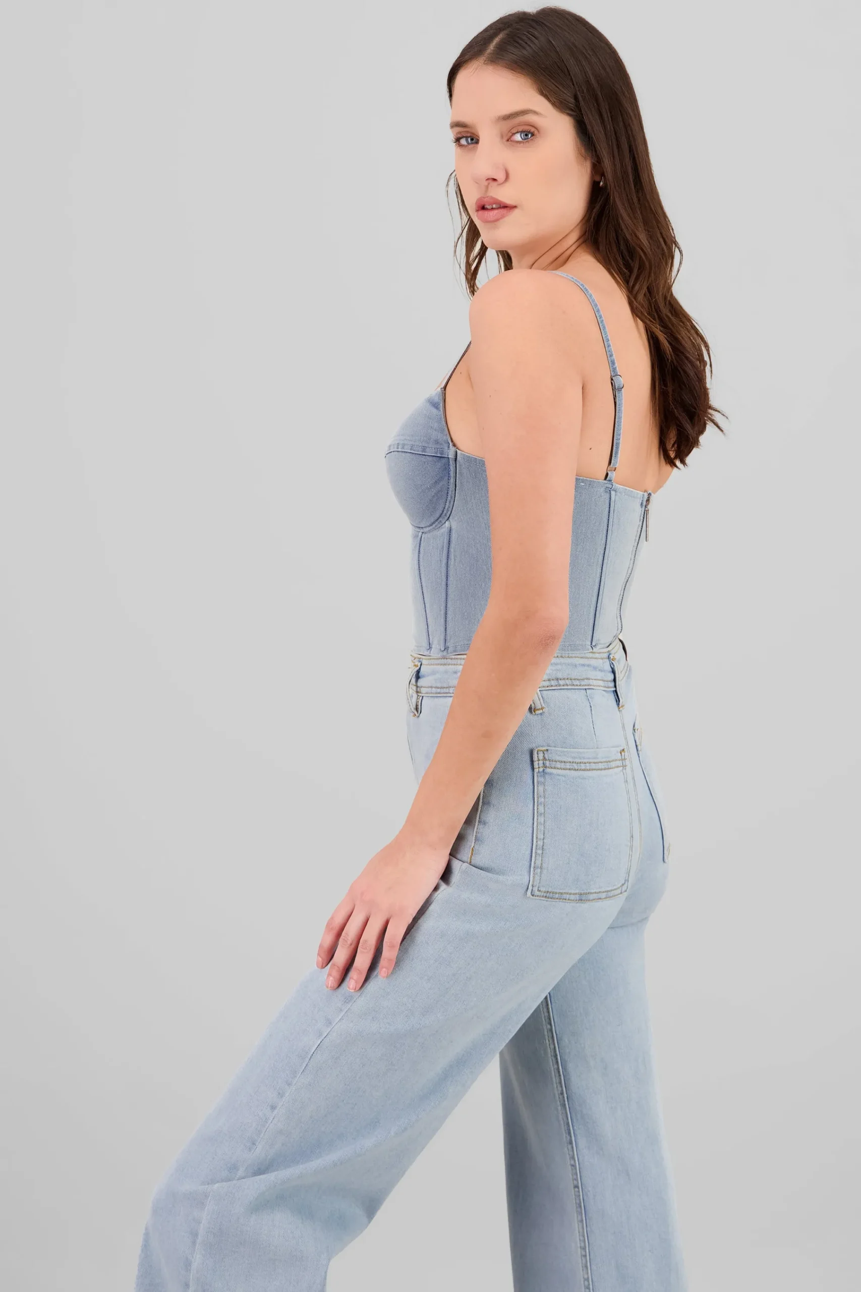 Shasa Denim Corset with Boning