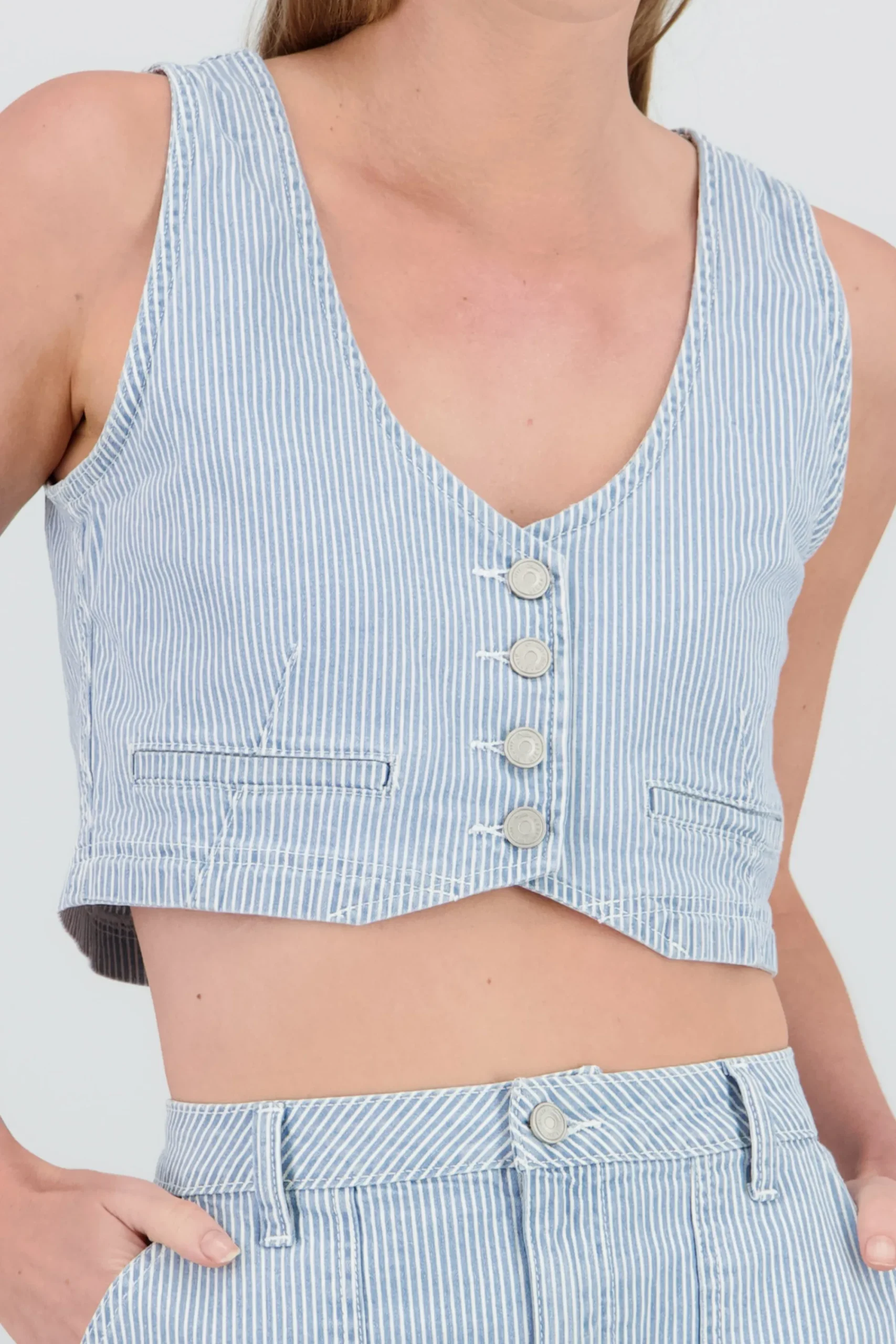 Shasa Denim Striped Top