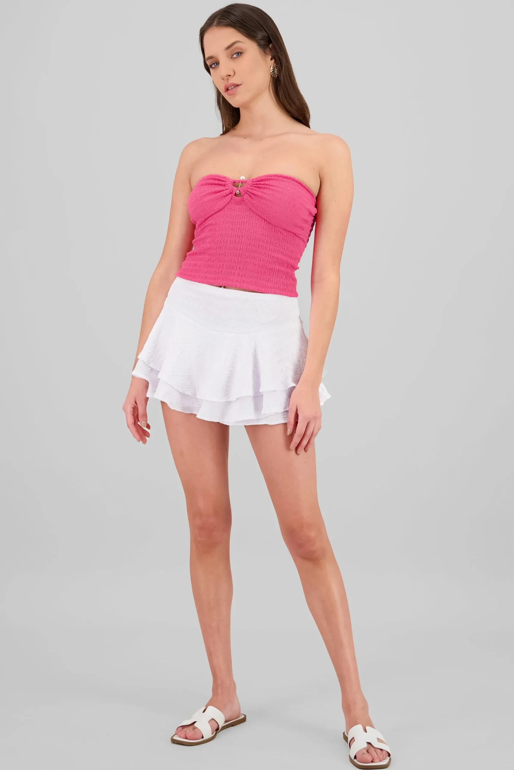 Shasa Double Ruffle Textured Skirt