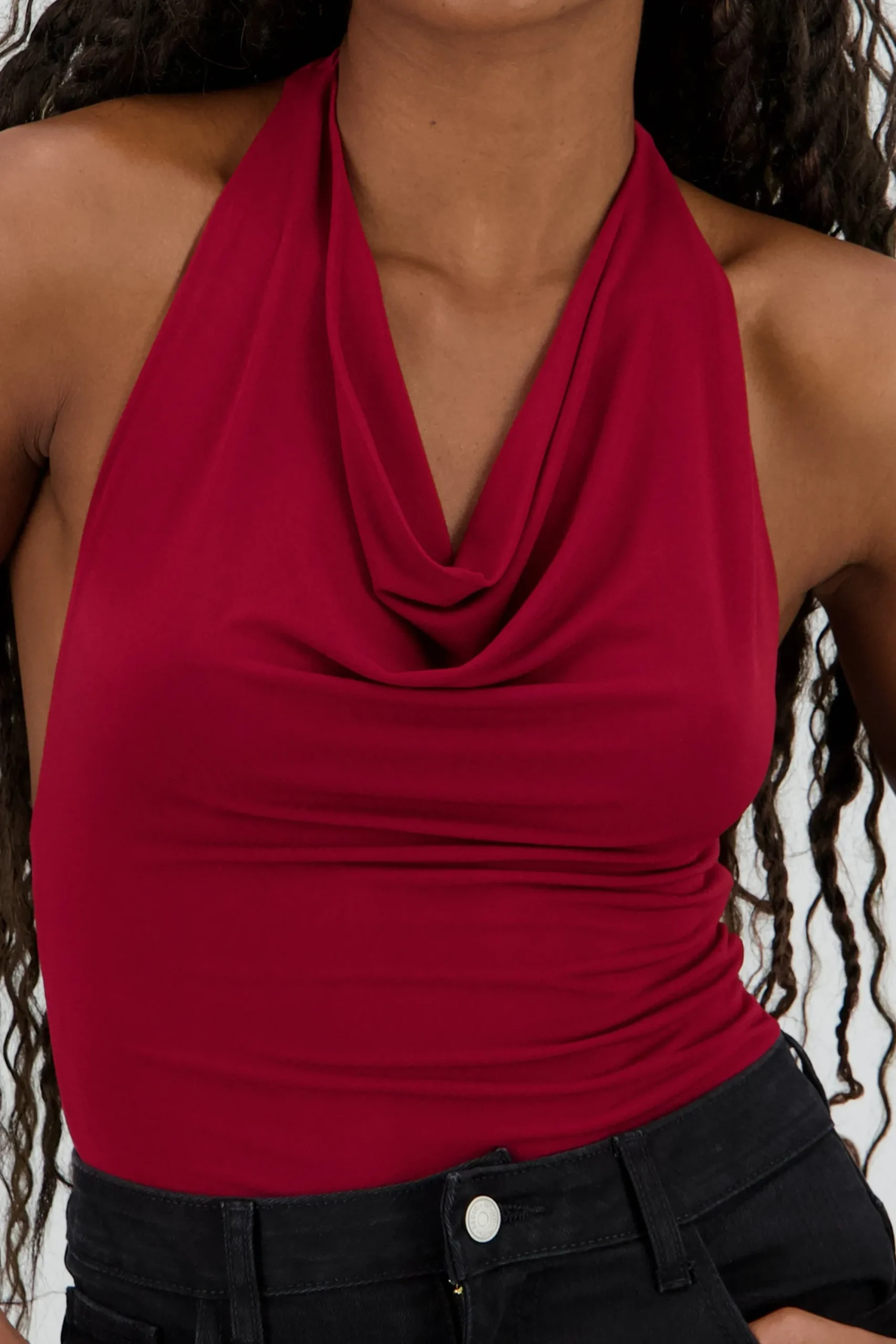 Shasa Draped Halter Neck Bodysuit