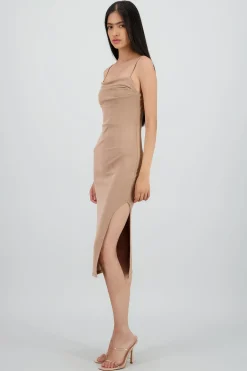 Shasa Drapped Scoop Midi Dress