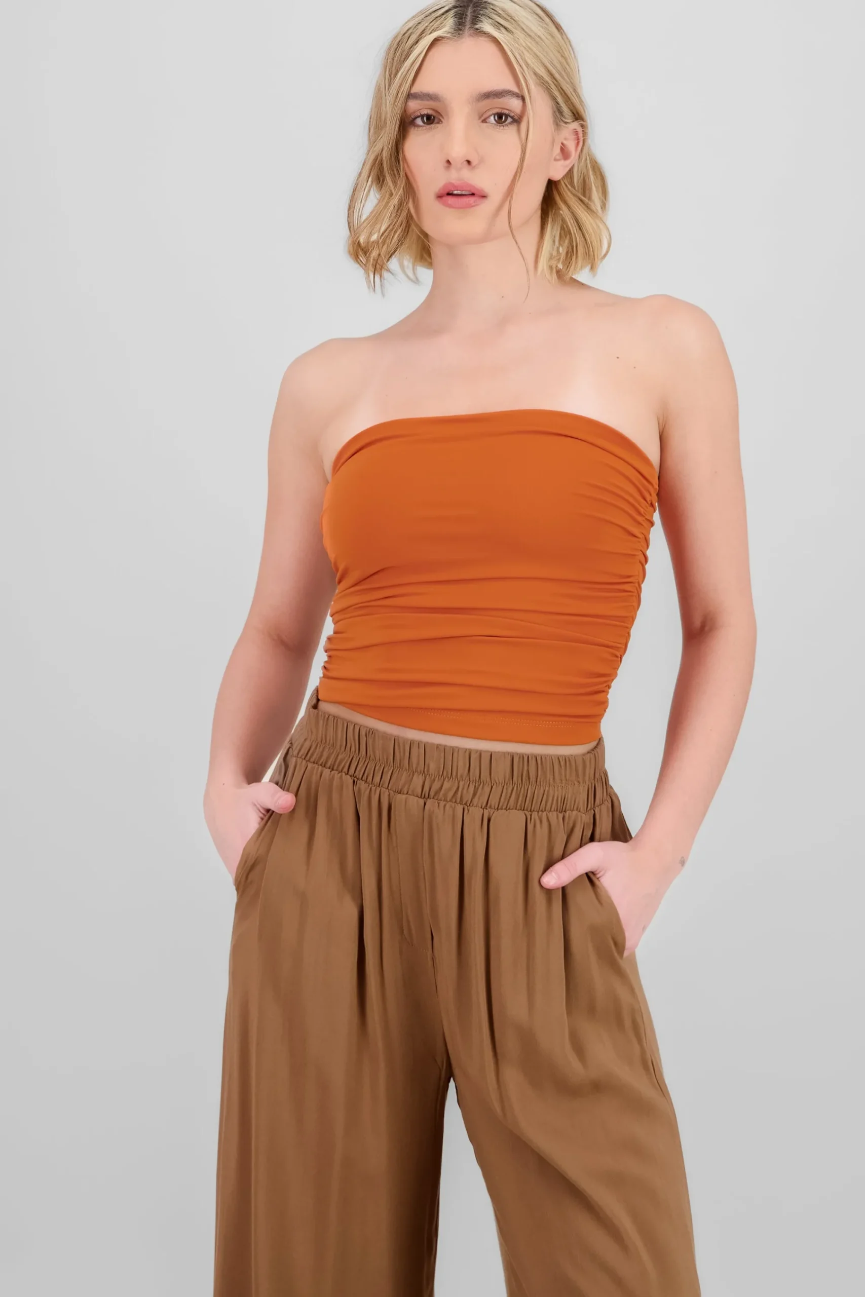 Shasa Drapped Strapless Tube Top