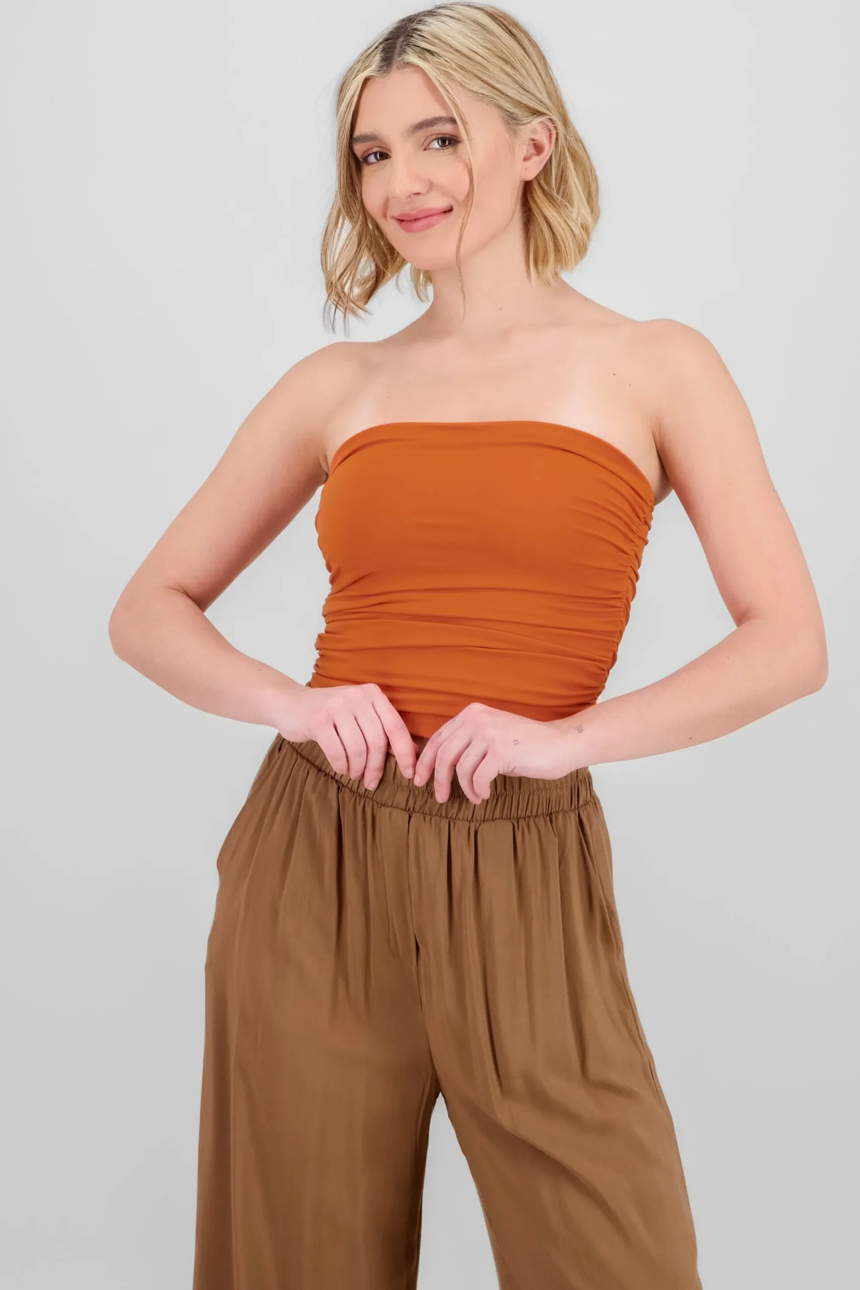 Shasa Drapped Strapless Tube Top