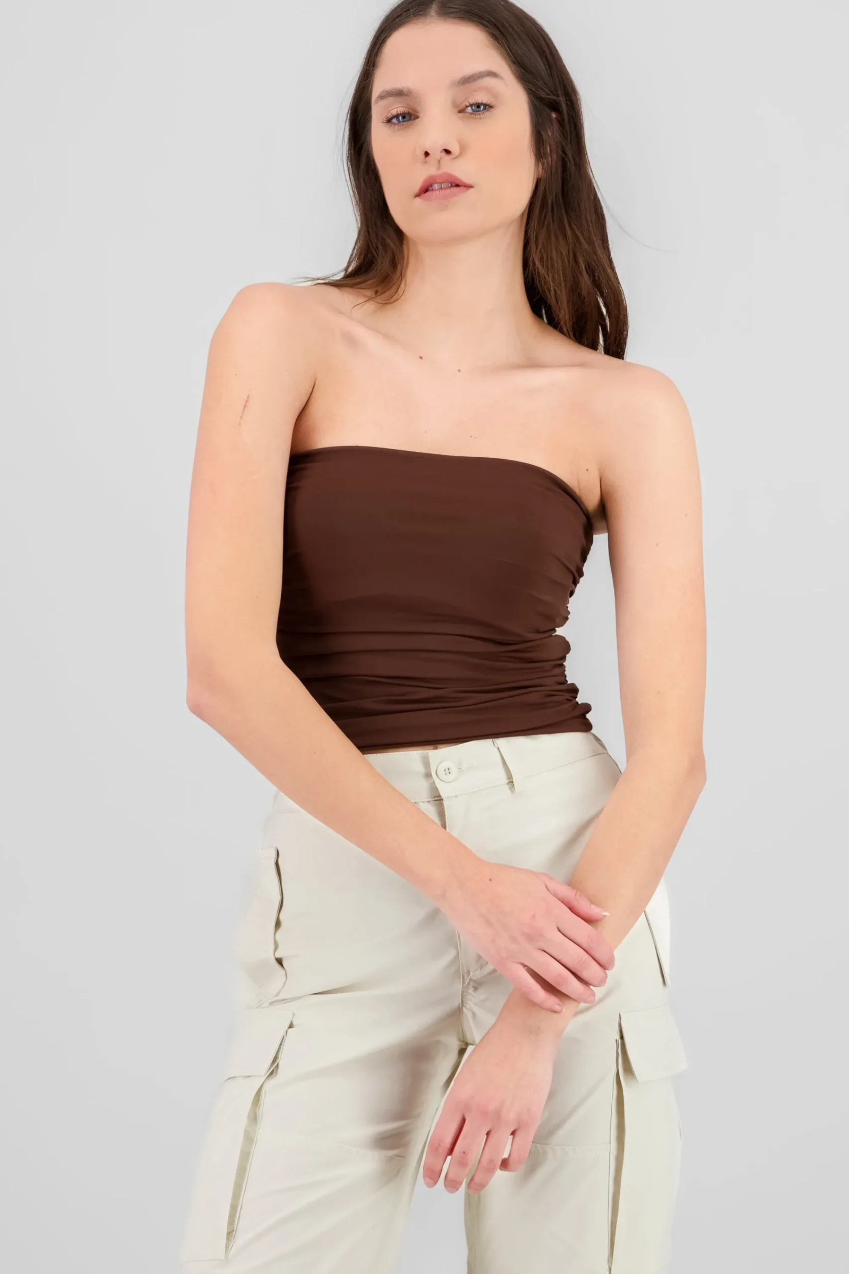 Shasa Drapped Strapless Tube Top