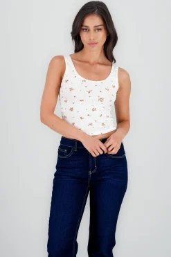 Shasa Embroidered Floral Knit Top with Straps