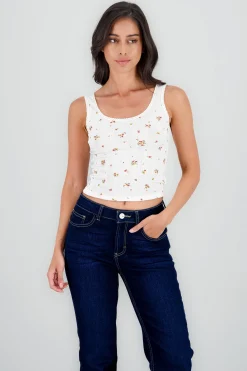 Shasa Embroidered Floral Knit Top with Straps