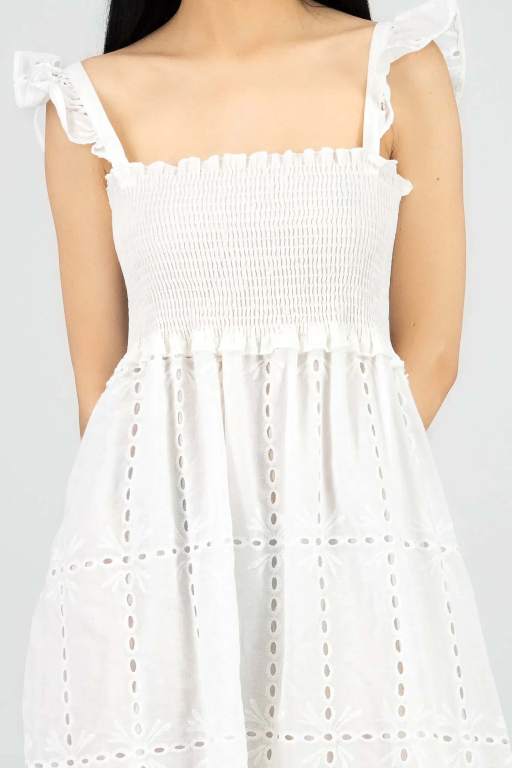 Shasa Eyelet Detail Midi Dress with