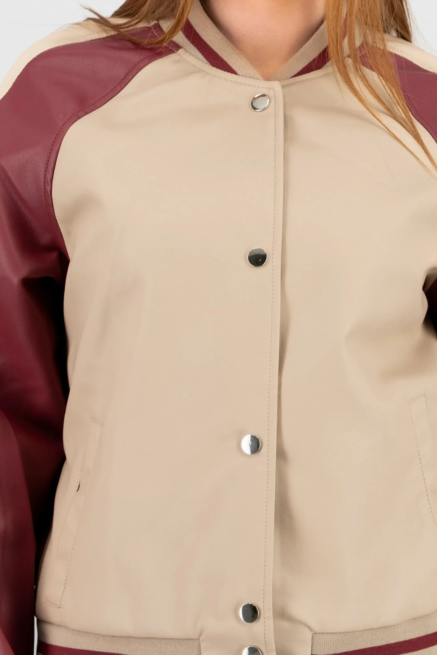 Shasa Faux Leather Bomber Jacket
