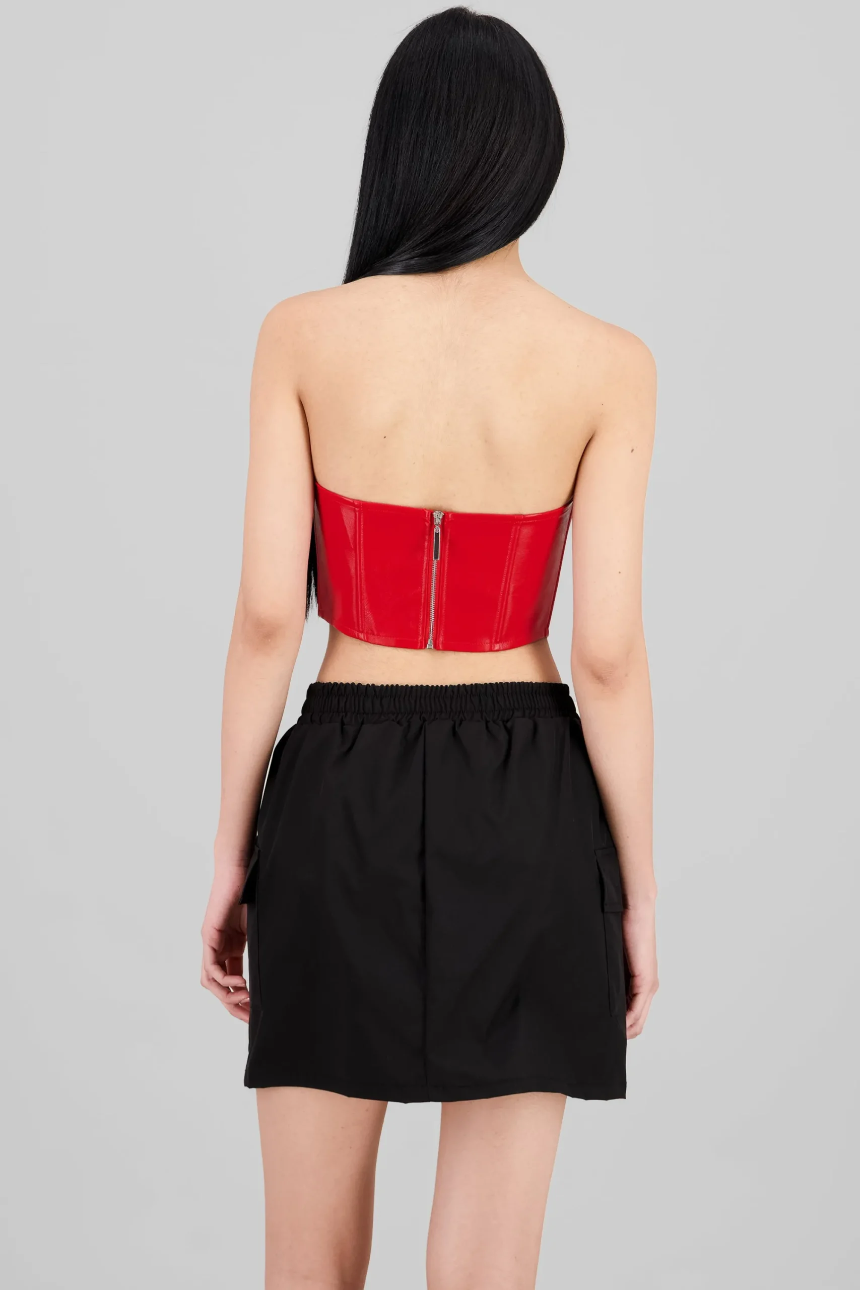Shasa Faux Leather Cropped Corset