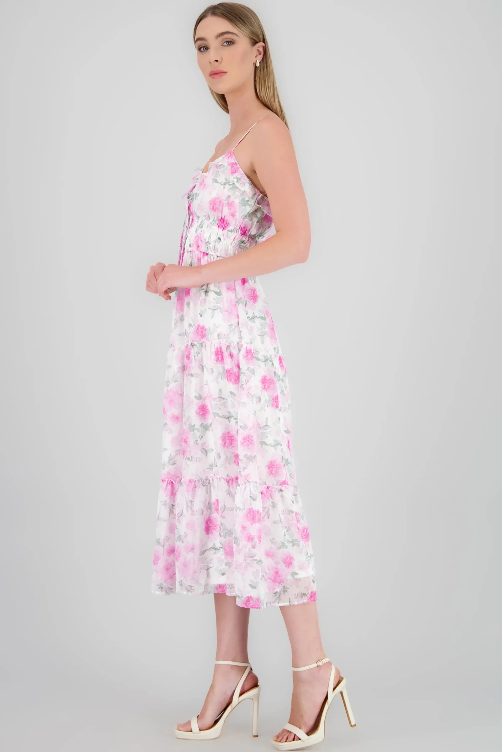 Shasa Floral Printed Ruffled Maxi Dress