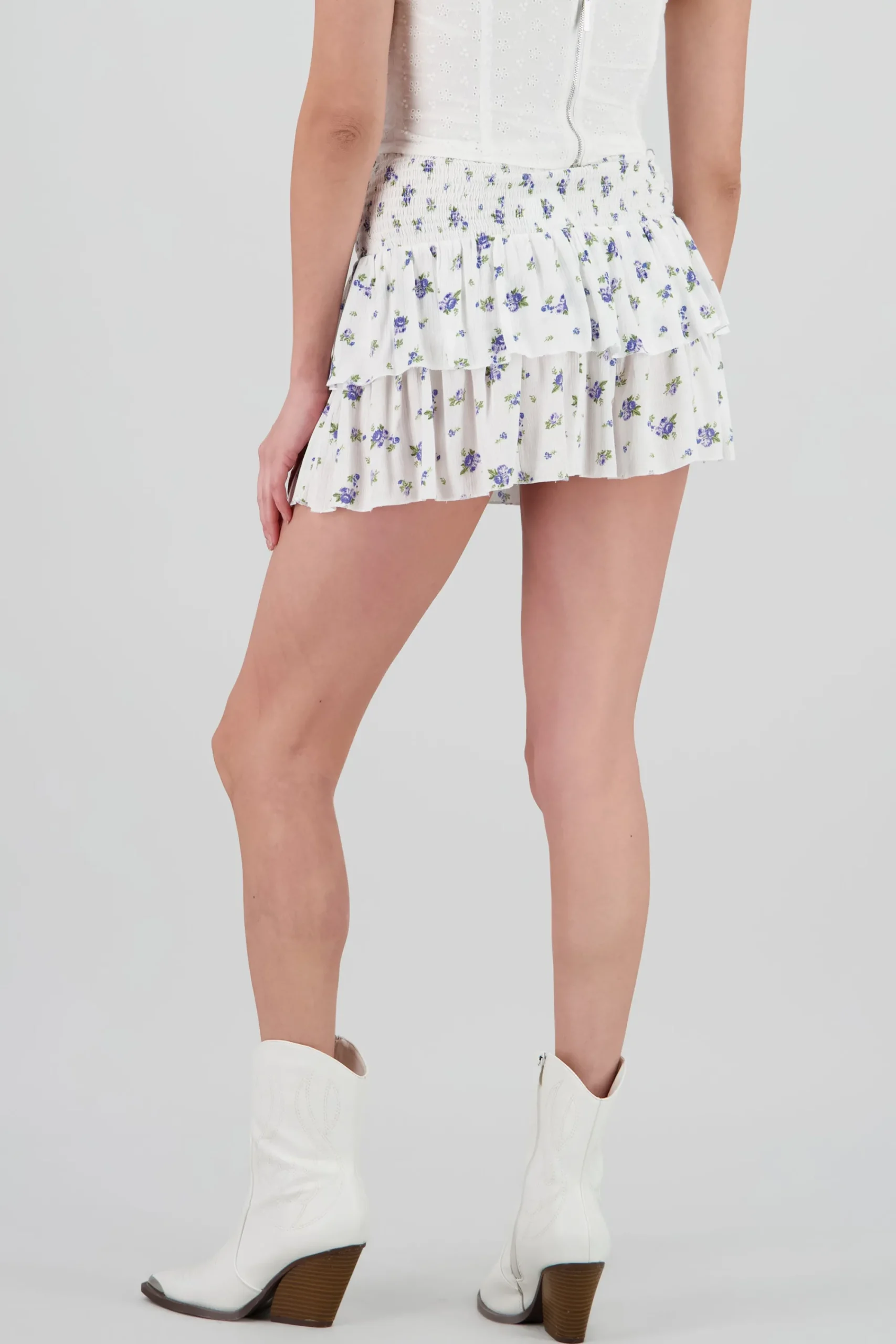 Shasa Floral Ruffle Mini Skirt