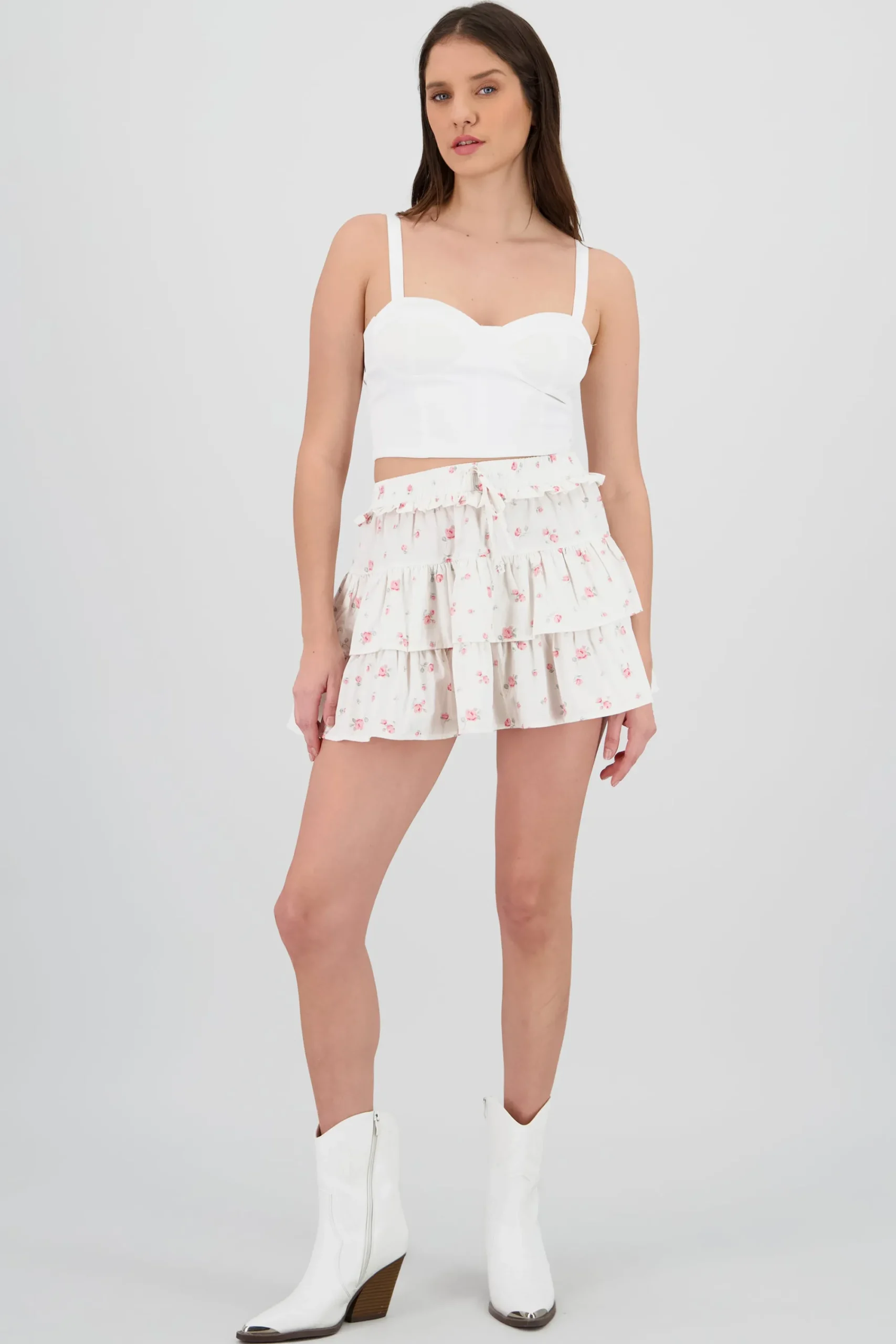 Shasa Floral Ruffles Mini Skirt
